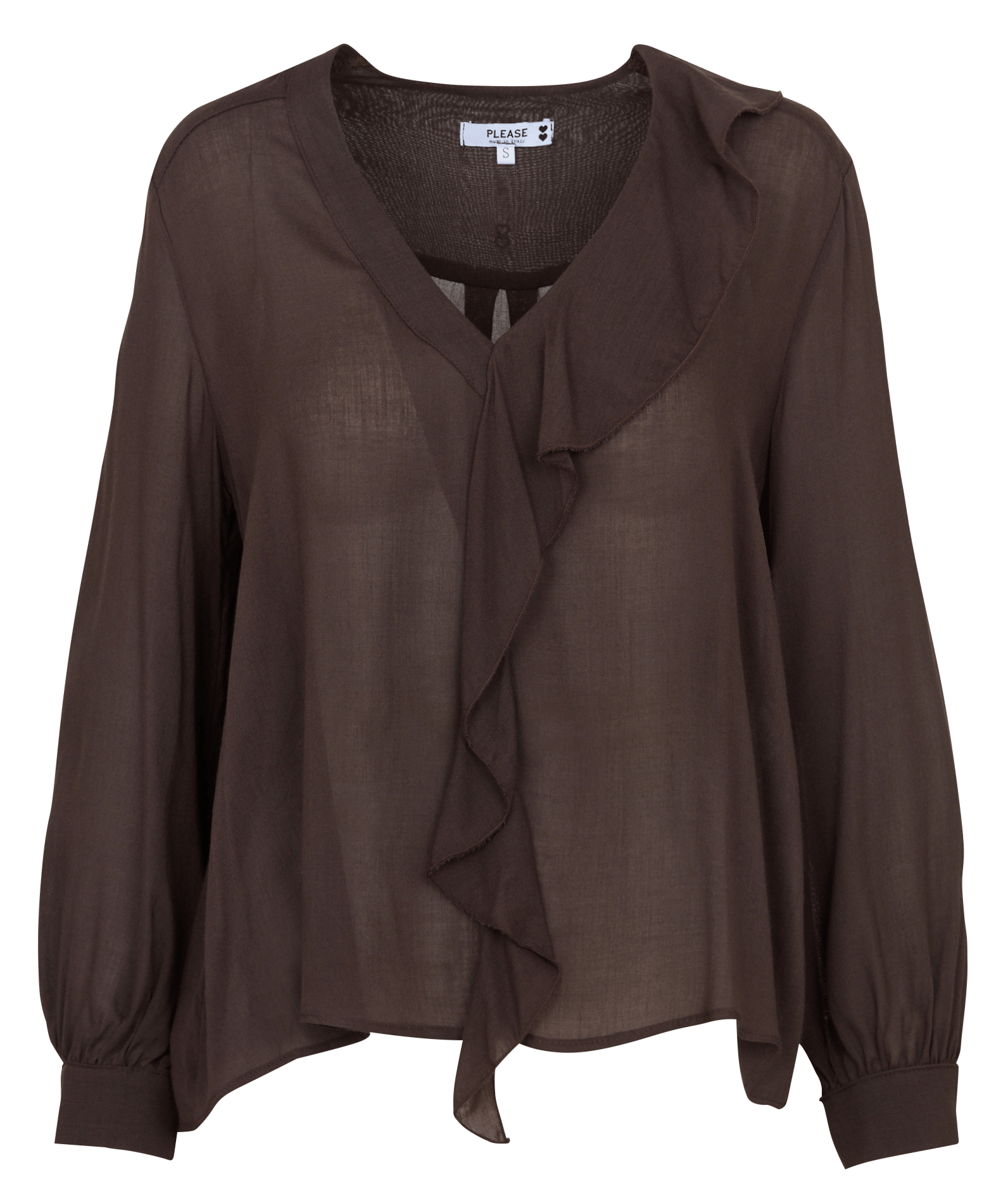 Bluse mit Volant am V-Ausschnitt PLEASE