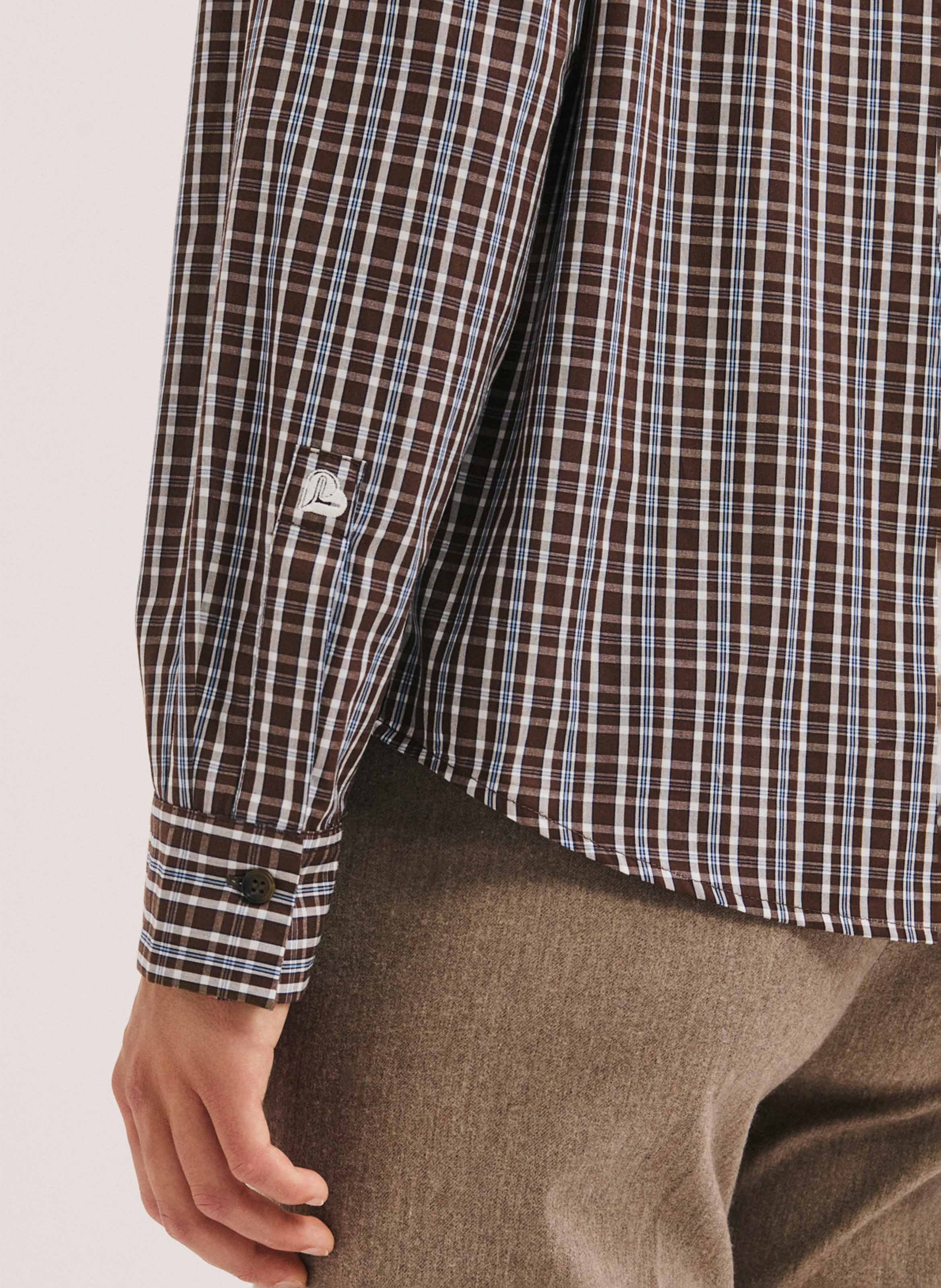 Chemise droite en coton PABLO Marron