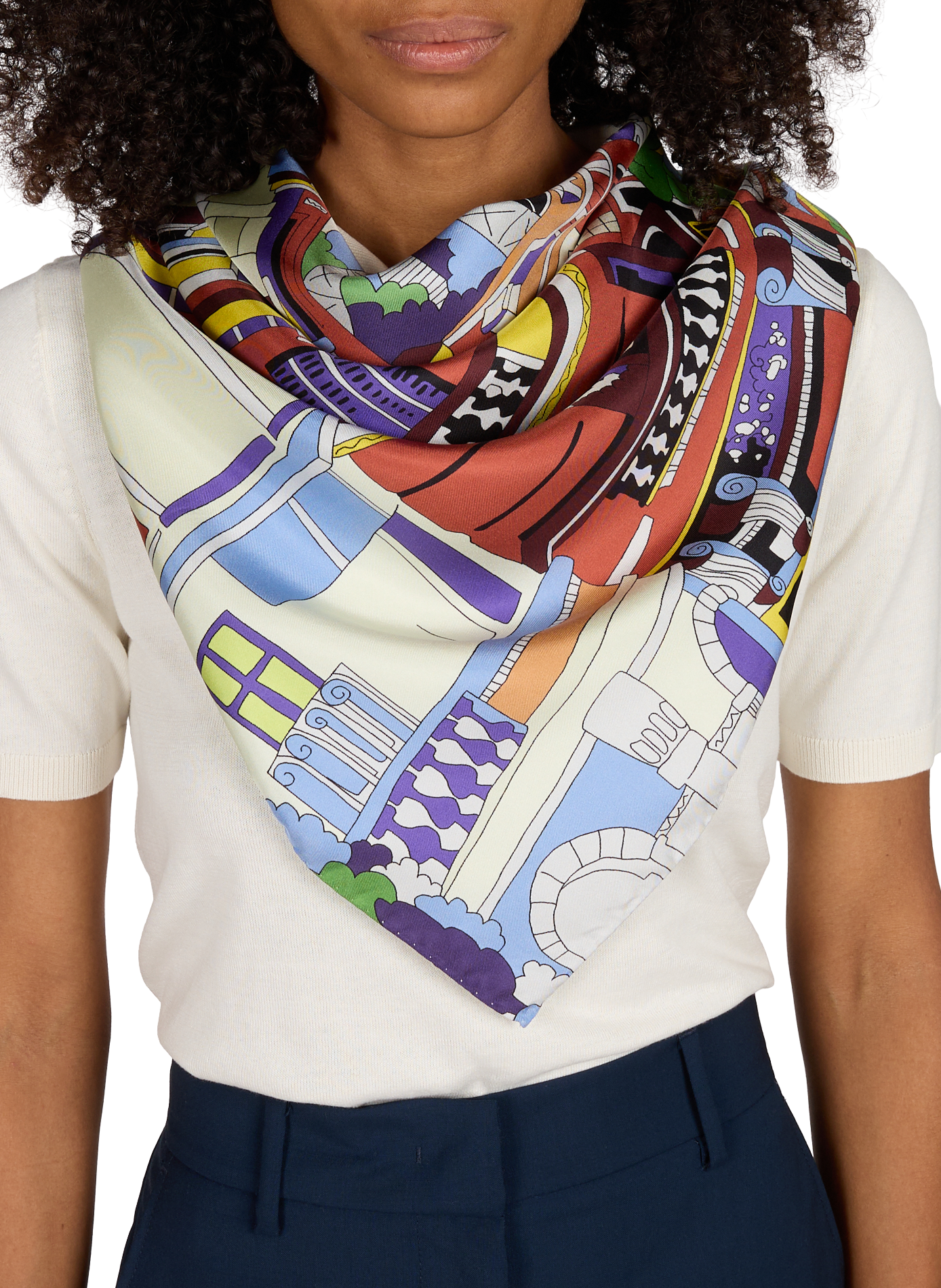 Printed silk square AU PRINTEMPS PARIS Multicolored