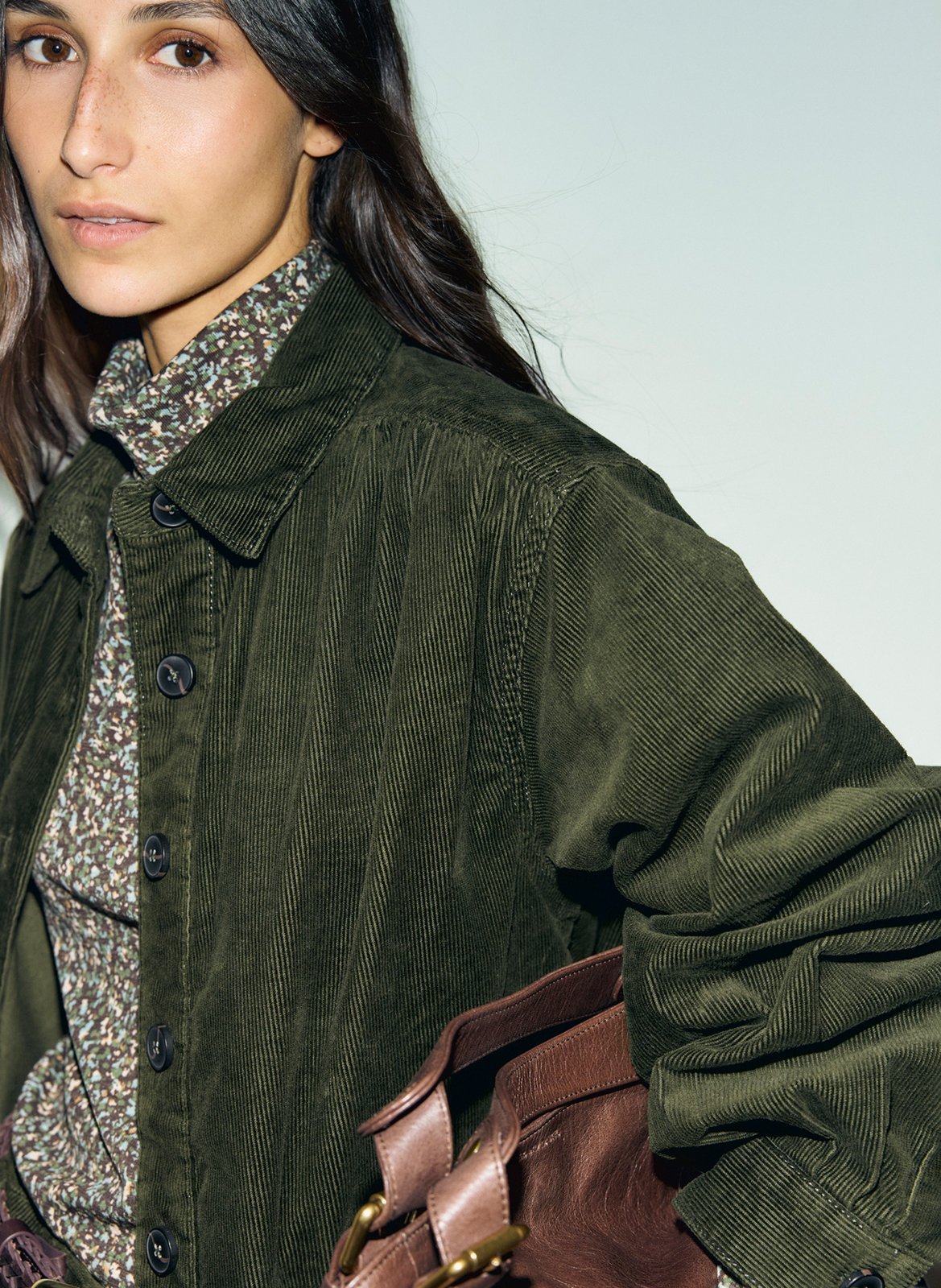 Veste droite col classique en coton mélangé GERARD DAREL Kaki