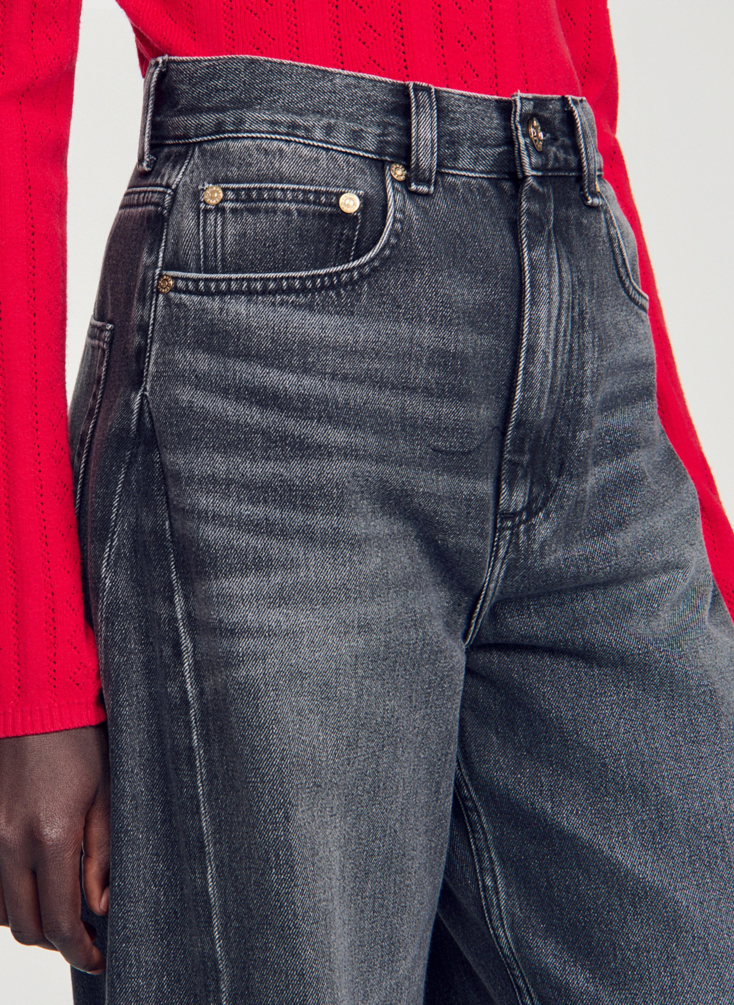 Rechte wijde effen jeans. SANDRO Grijs