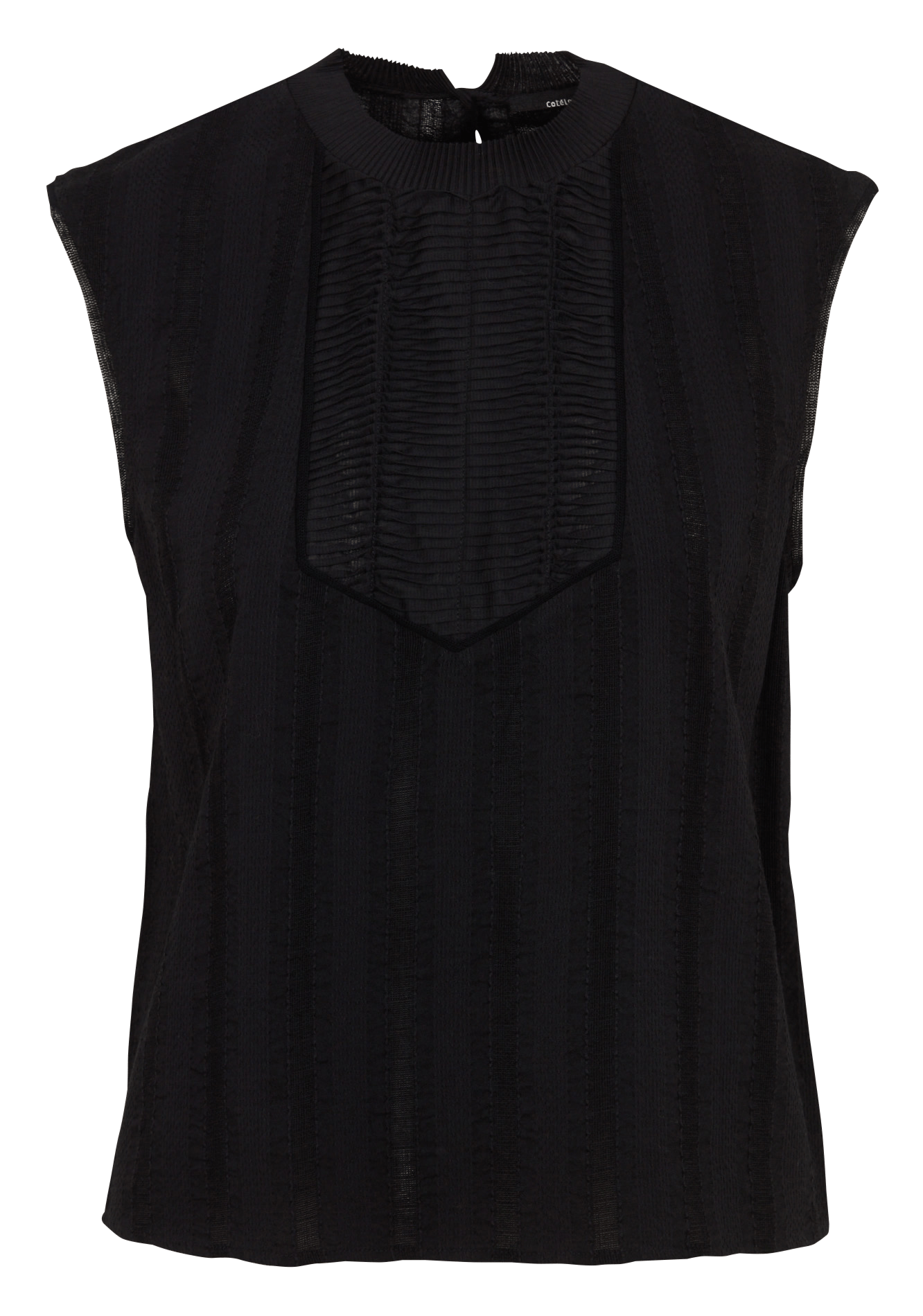 Débardeur uni brodé en coton  COTELAC Noir