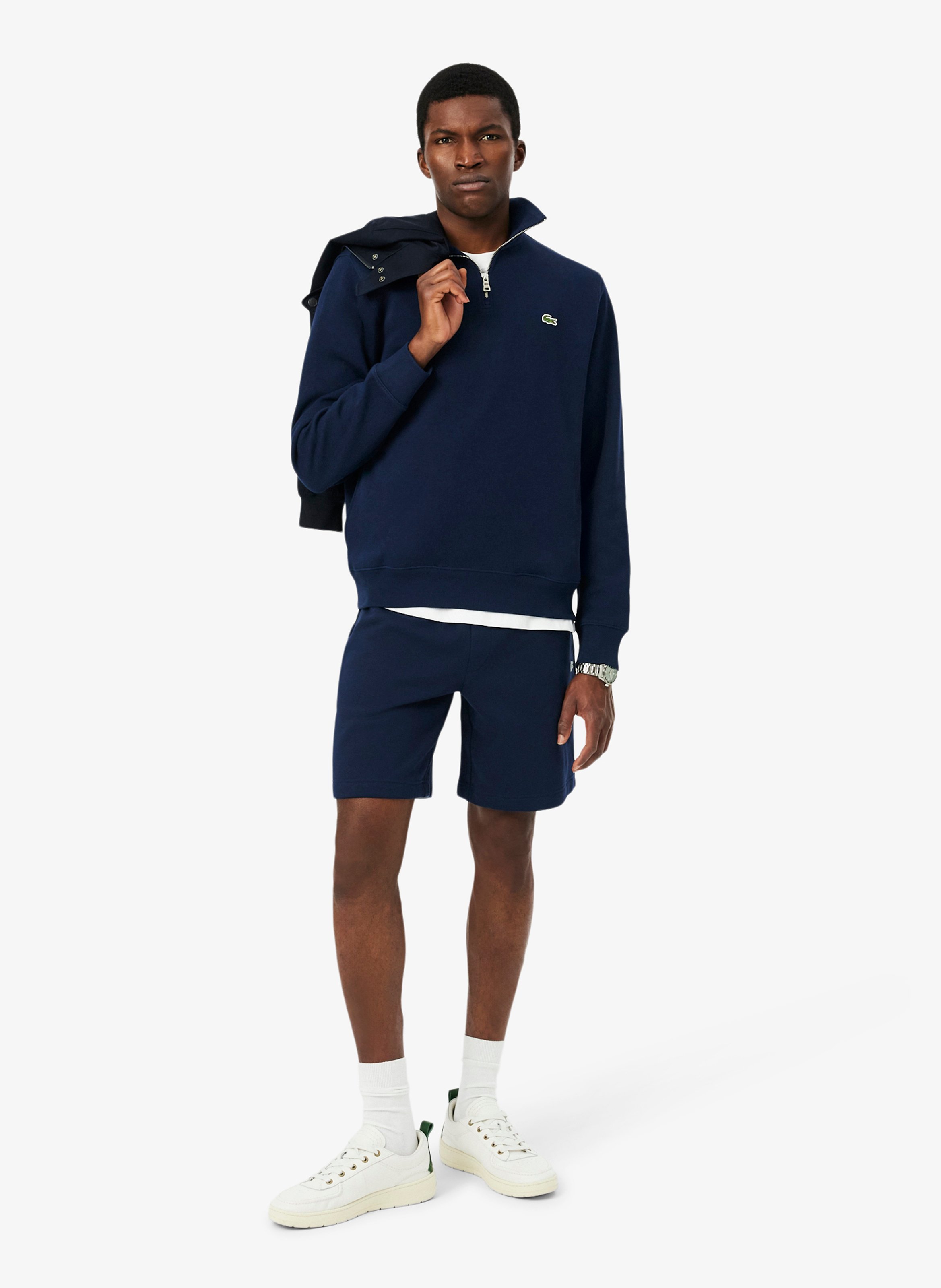Sweatshirt mit Stehkragen und Reißverschluss aus Baumwolle LACOSTE Blau