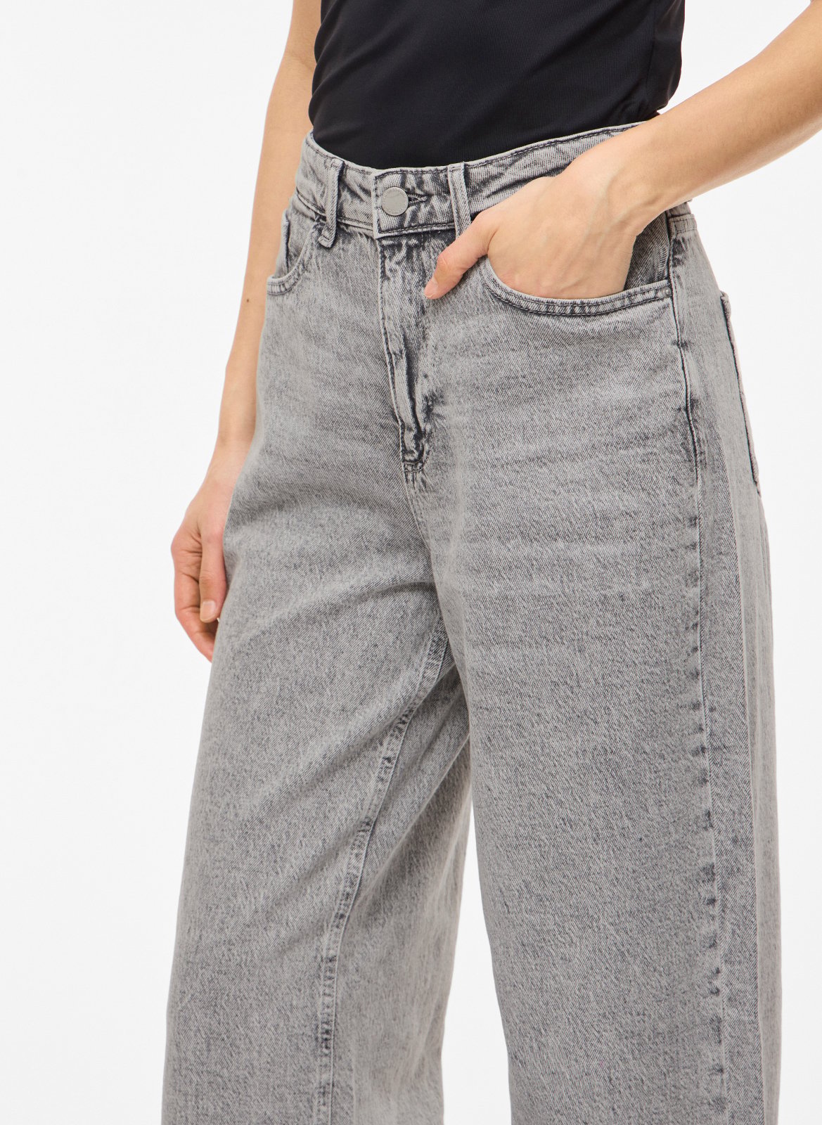 Hohe Taille weite einfarbige Jeans VILA Grau