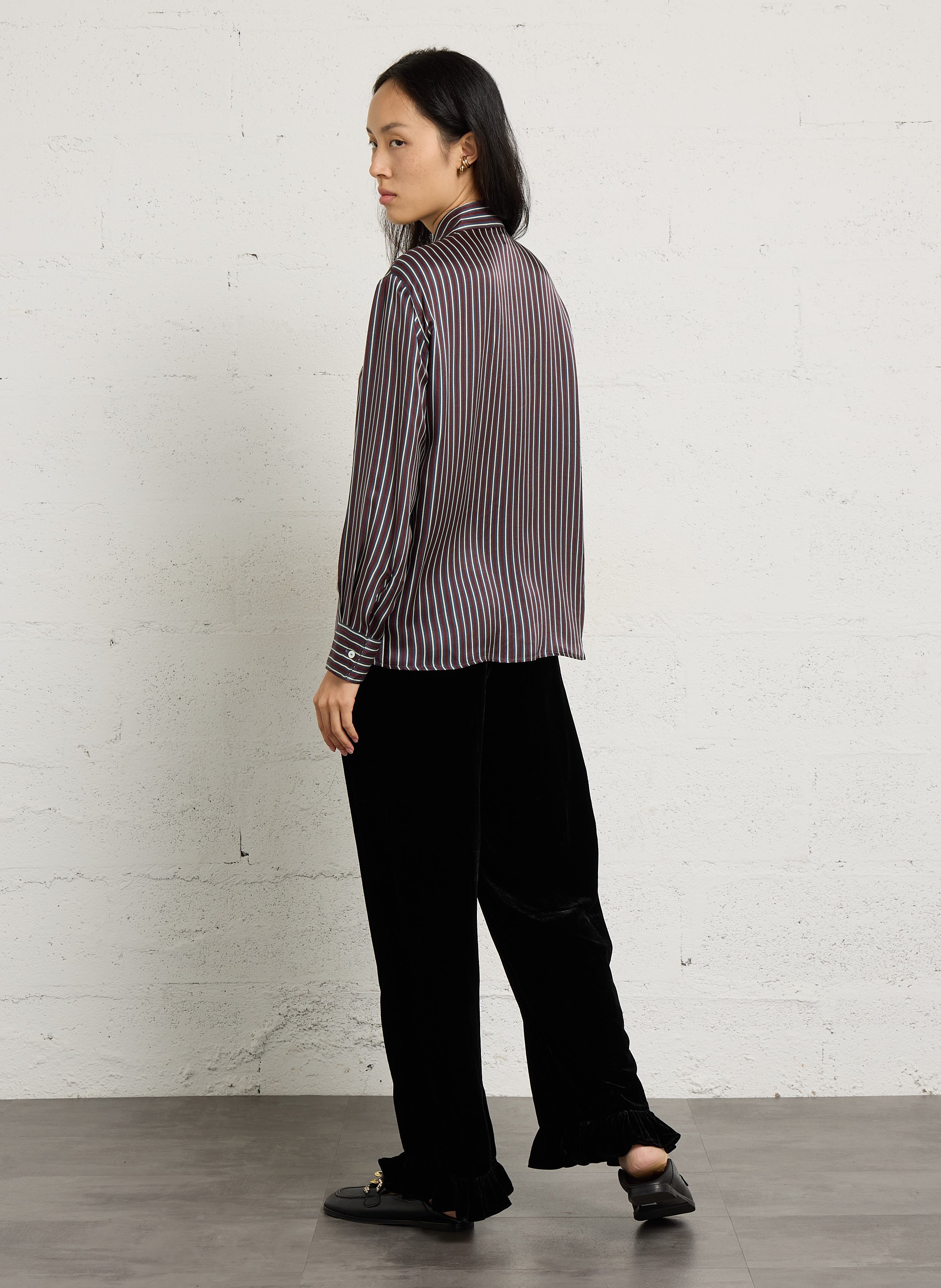 Chemise rayée à volants effet satiné  DIEGA Multicolore