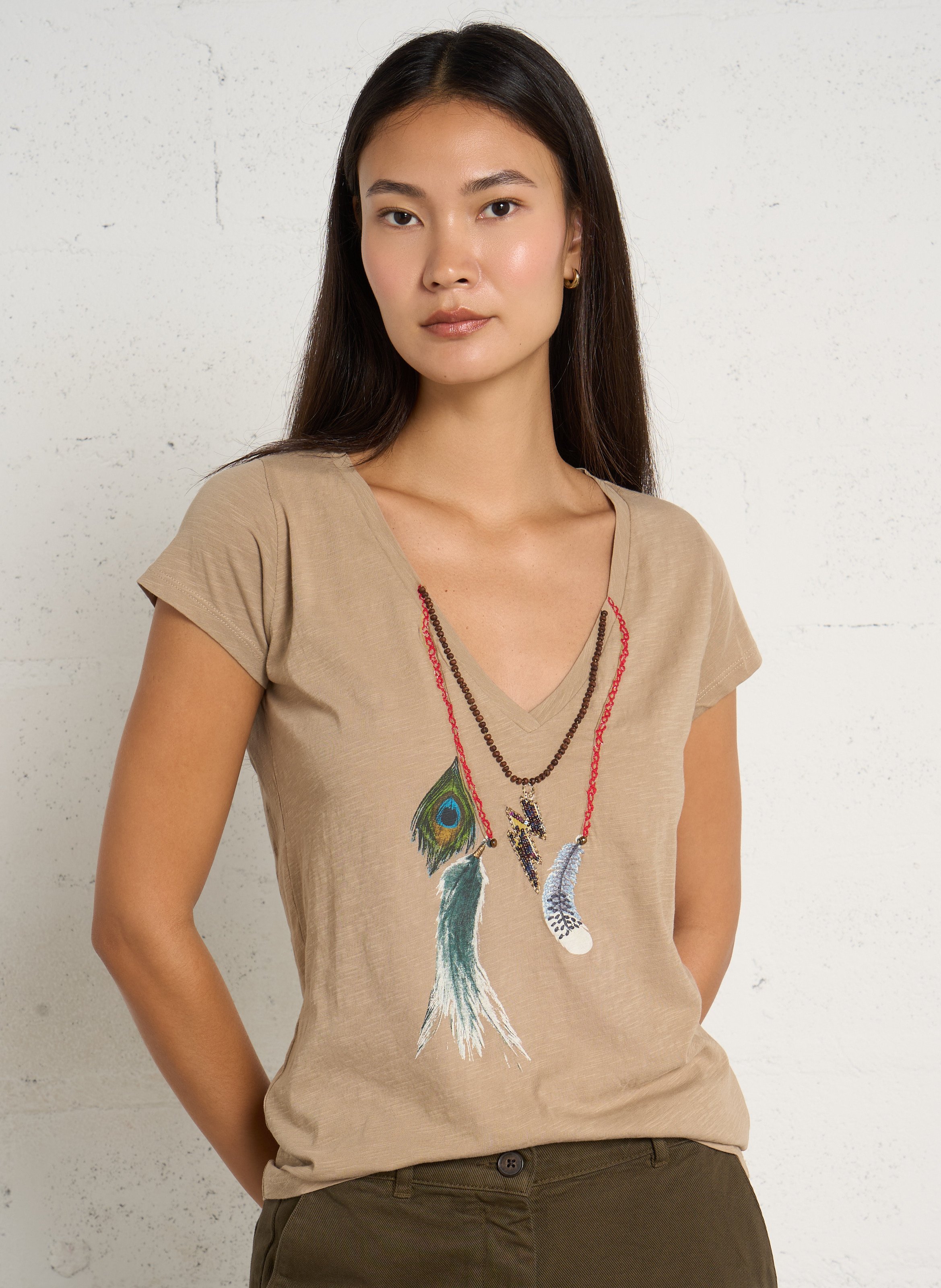 Tee-shirt brodé en coton bio LEON & HARPER