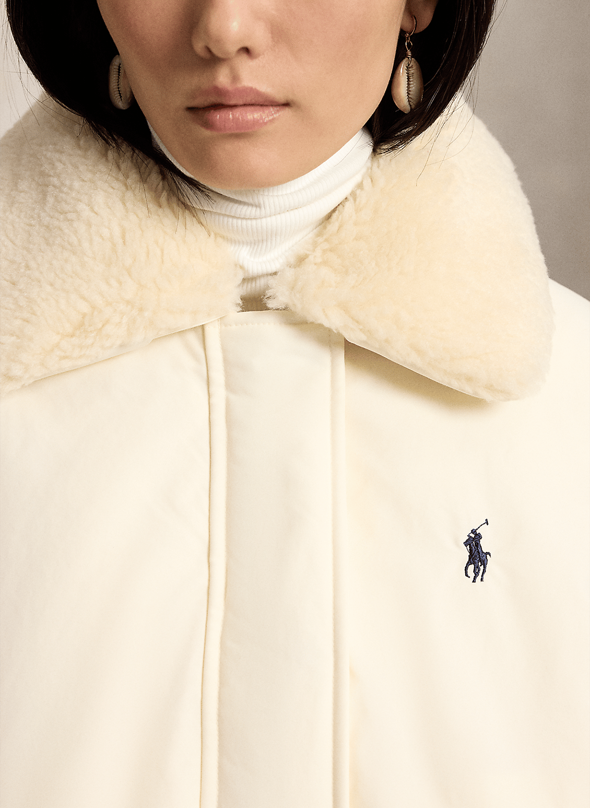 Puffer Jacket with Removable Sherpa Collar POLO RALPH LAUREN Beige