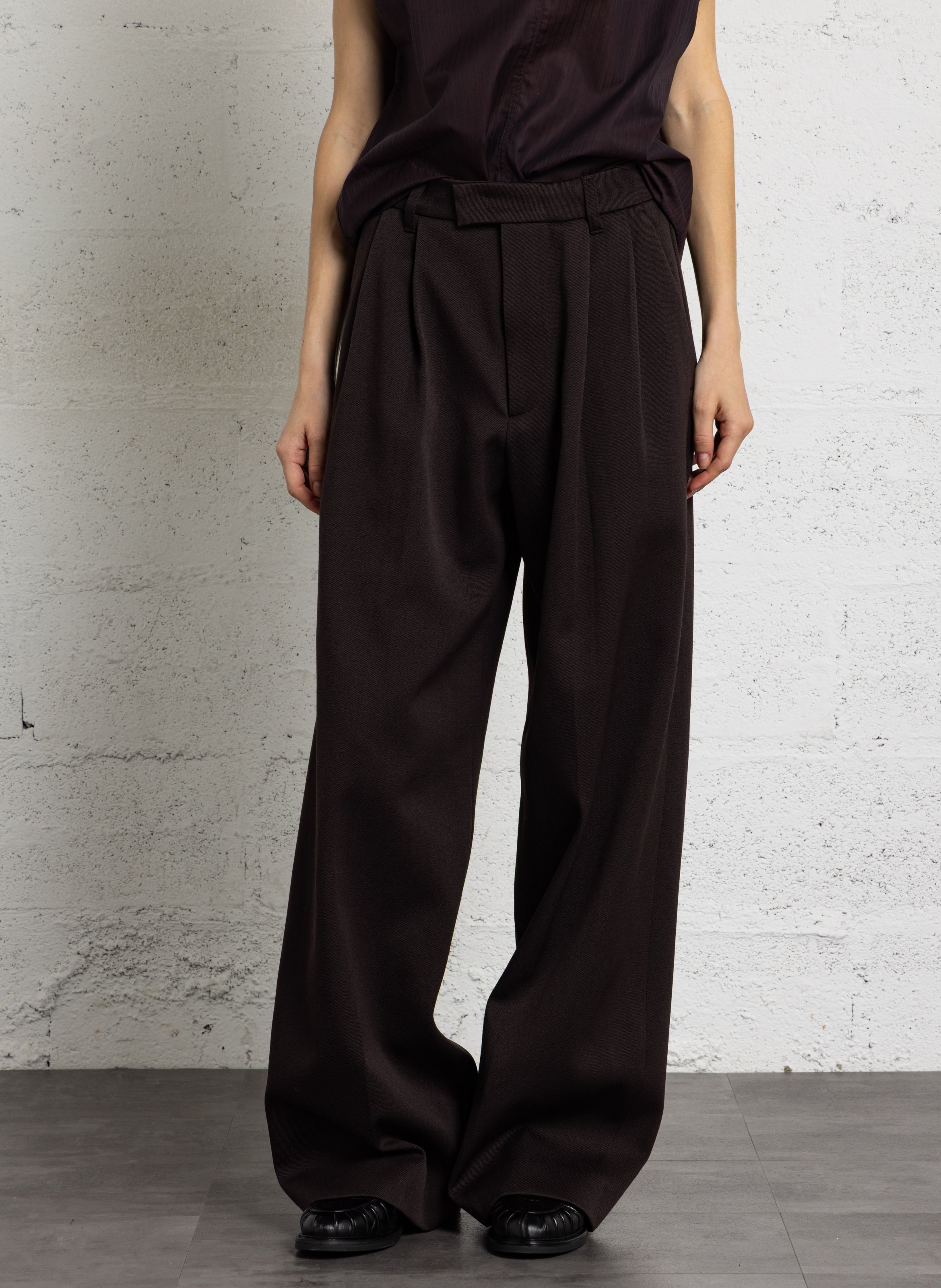 Weite Bundfaltenhose aus Wollmischung SOEUR Schwarz