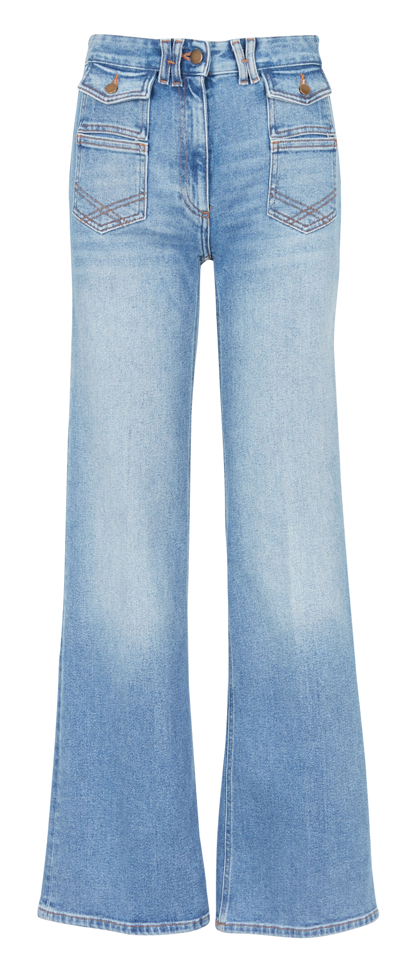 High-rise flared stonewashed cotton jeans GERARD DAREL Blue