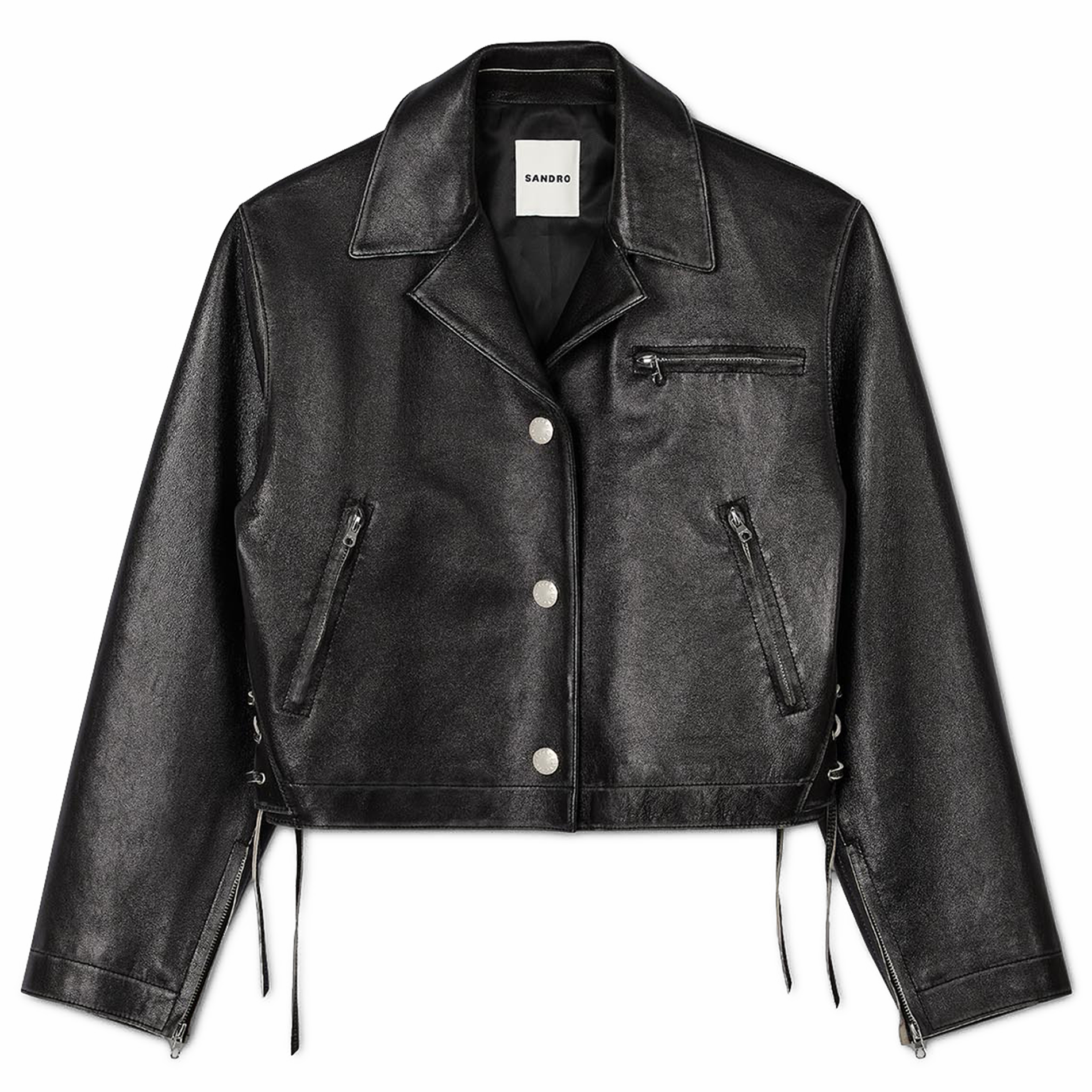 Veste Courte Sandro Veste En Cuir Femme Blouson En Cuir Oversize