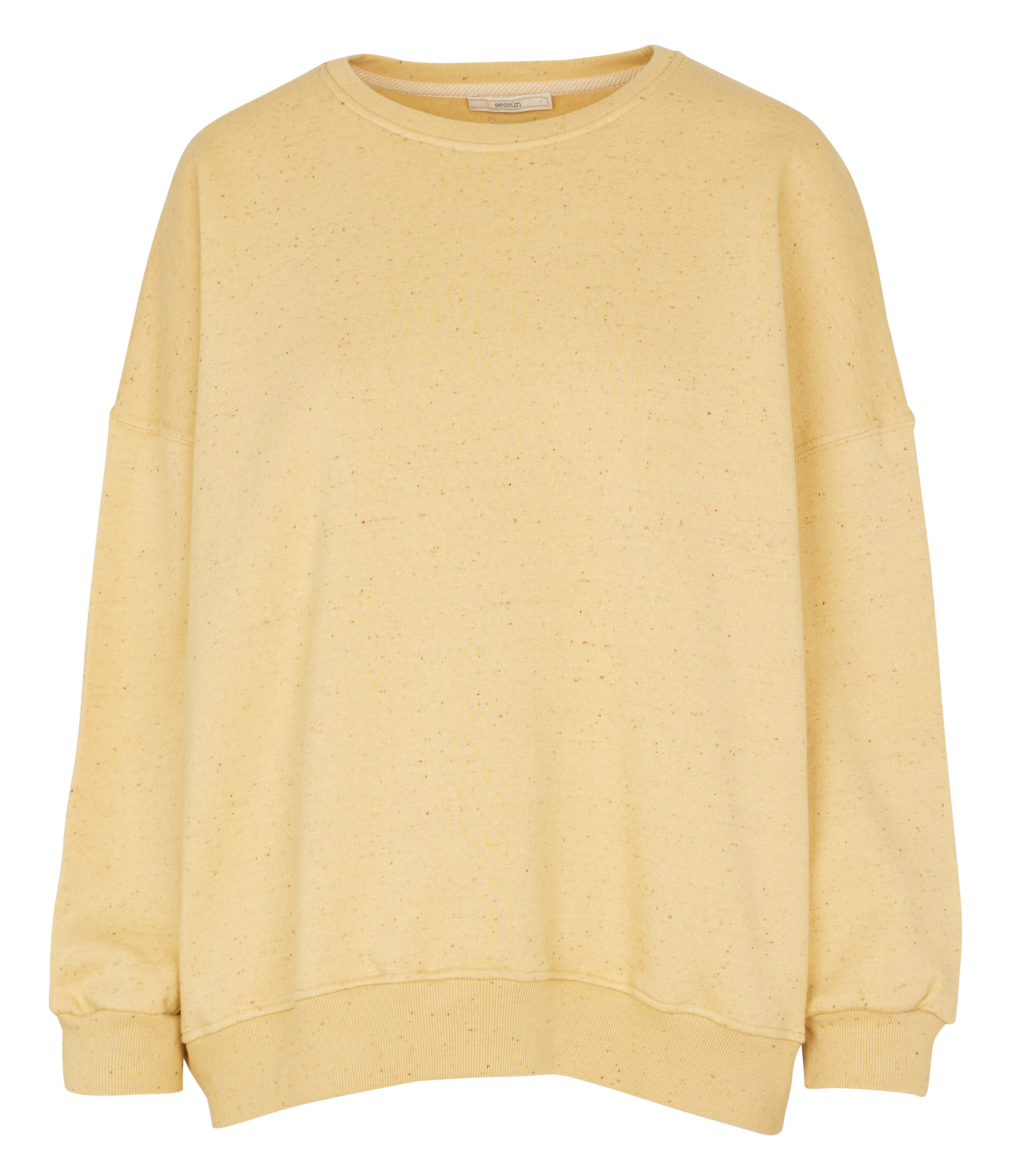 Sweat ample col rond moucheté en coton bio mélangé SESSUN Jaune