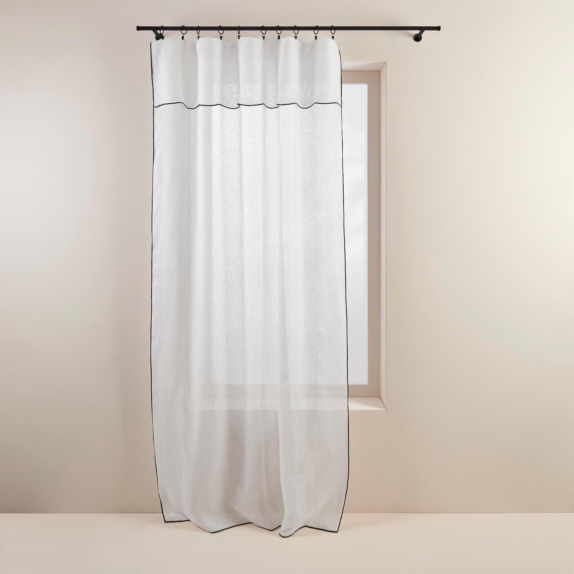 SHADOW - Linen panel net curtain MADURA White
