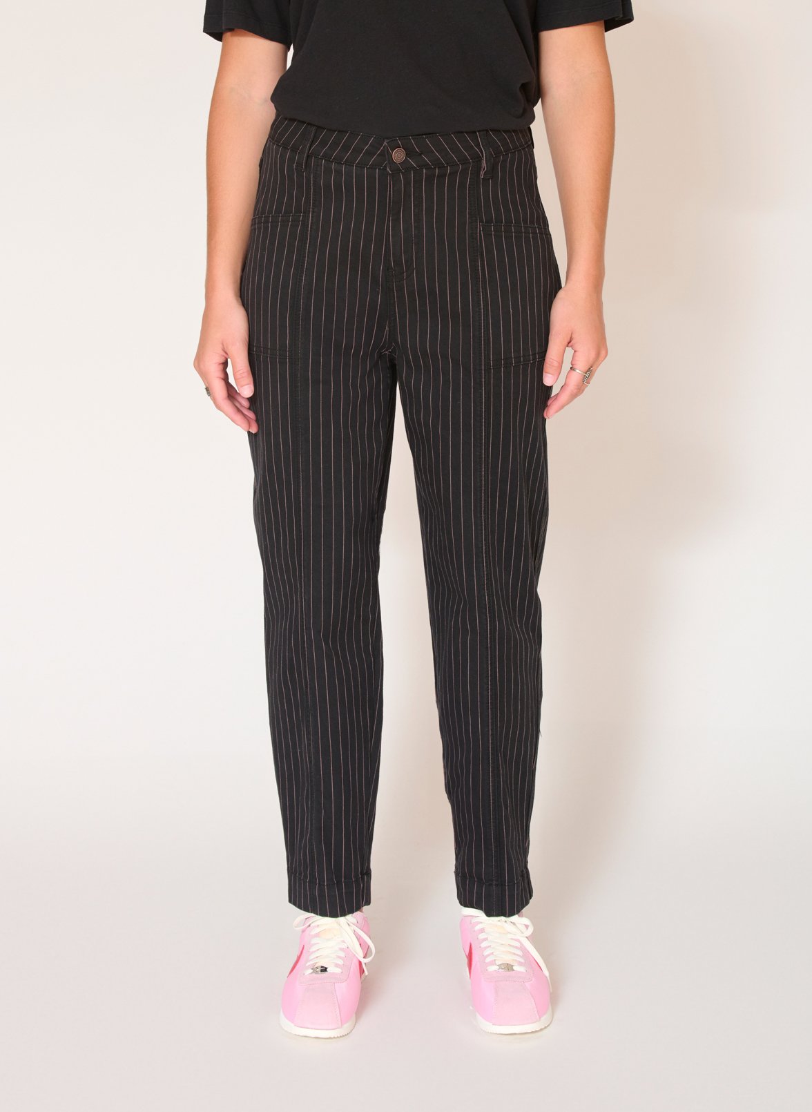 Black Striped straight cut jeans