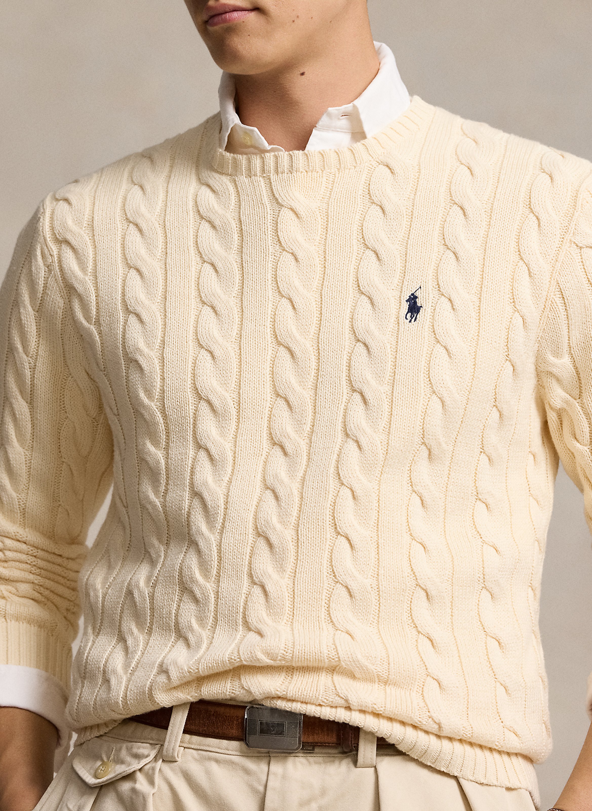 Pull col rond regular-fit en coton POLO RALPH LAUREN Beige