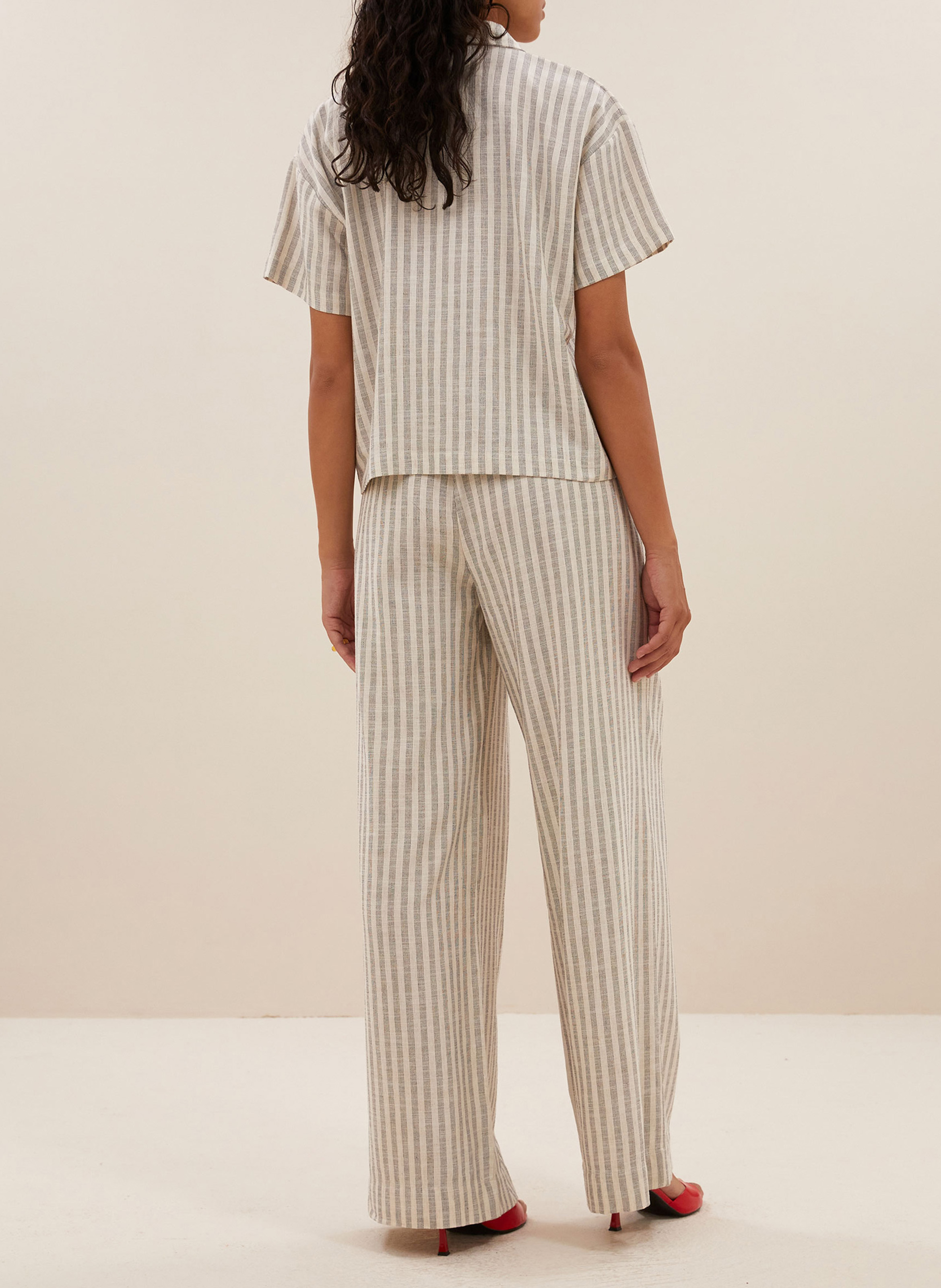 Striped wide-leg pants BY BAR Beige