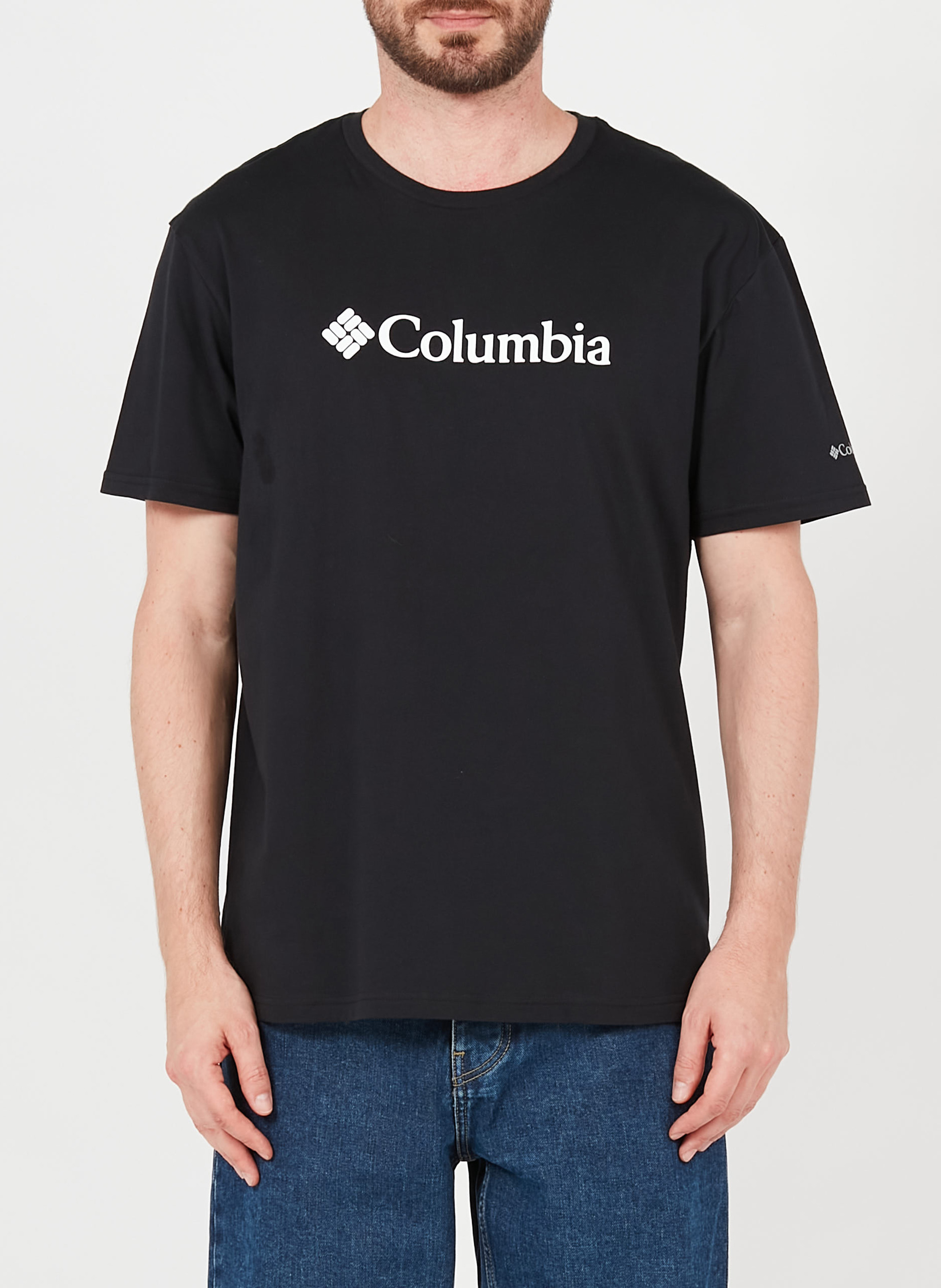 Round-neck cotton T-shirt with screen print COLUMBIA Black