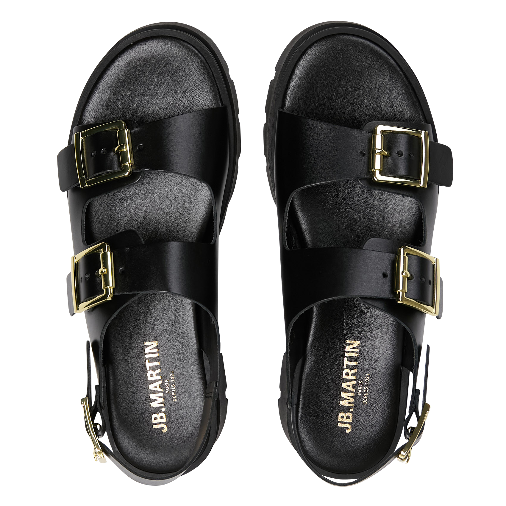 Sandales compensées en cuir JB MARTIN Noir