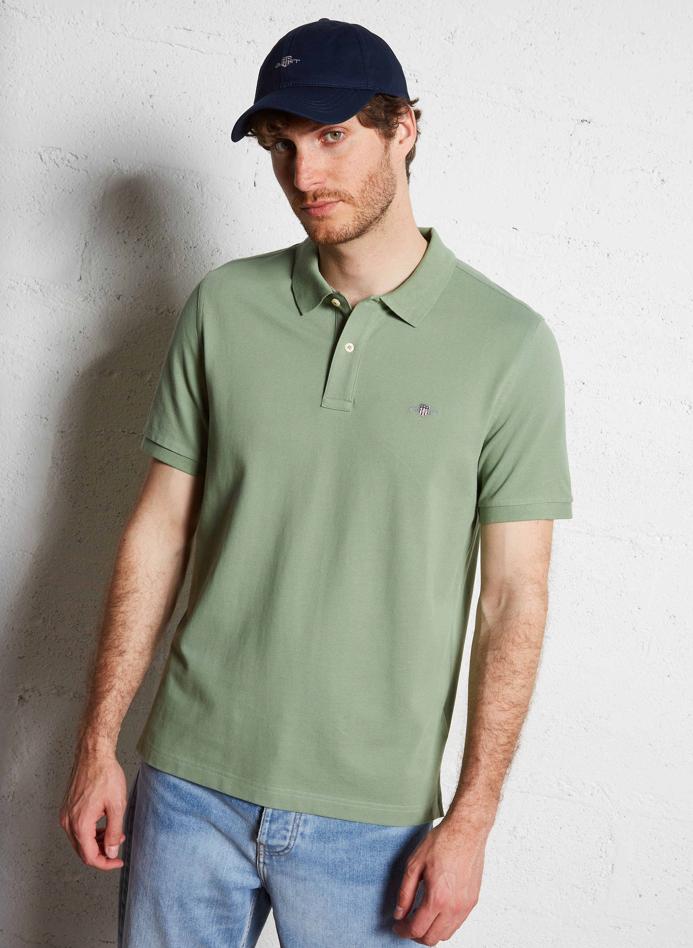 Straight cotton polo shirt with classic collar GreenGANT