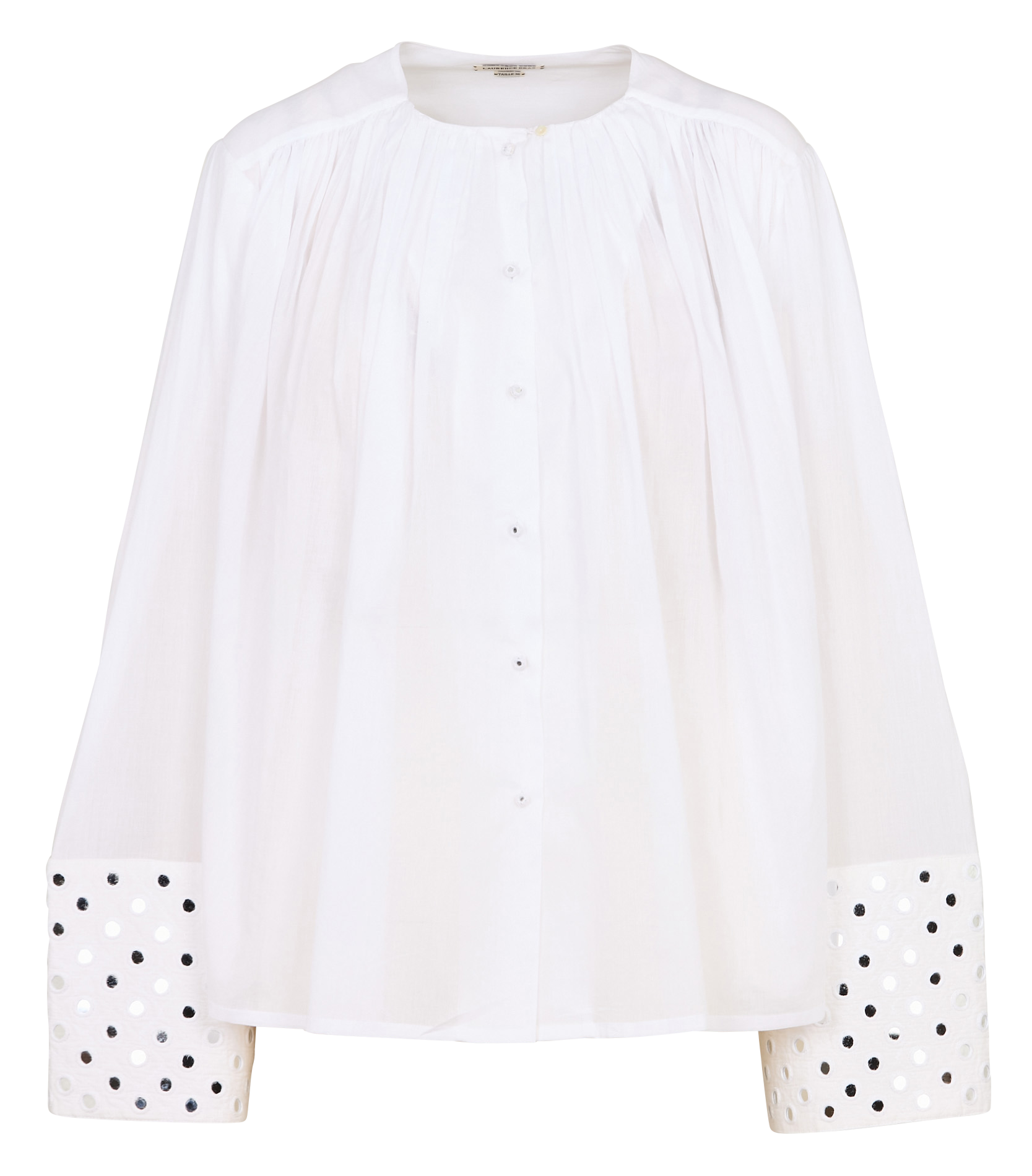 Round-neck cotton blouse LAURENCE BRAS White