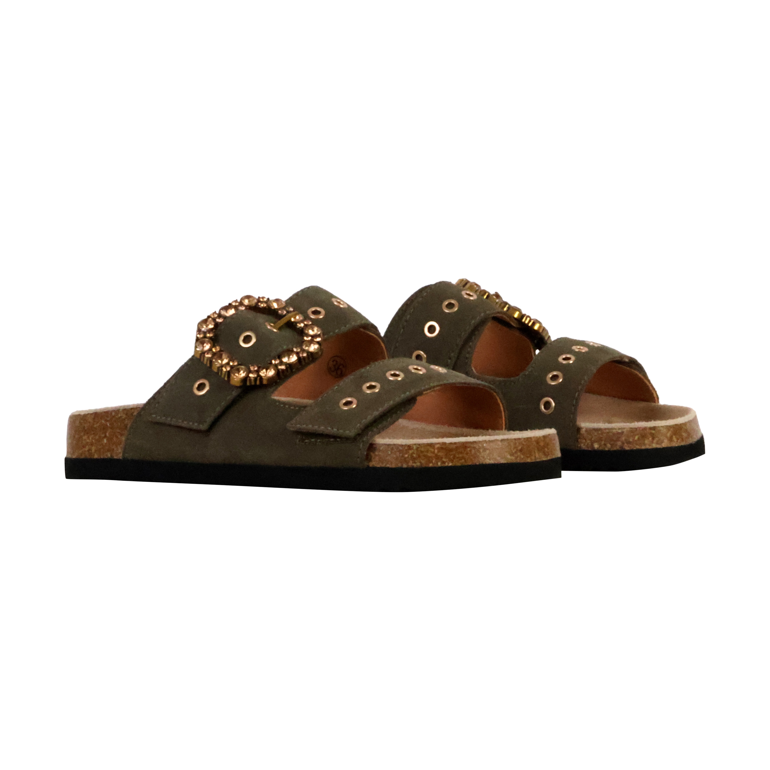 Leather Luna Mules EMILIE KARSTON Khaki