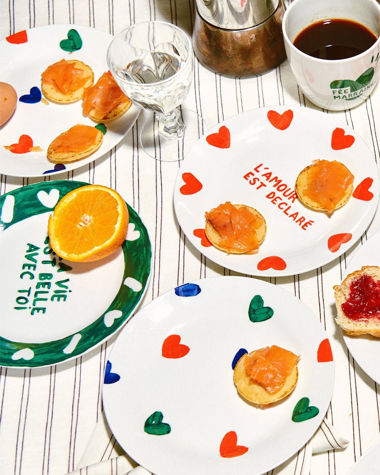 L'assiette à dessert la vie est belle avec toi EMOI EMOI Blanc