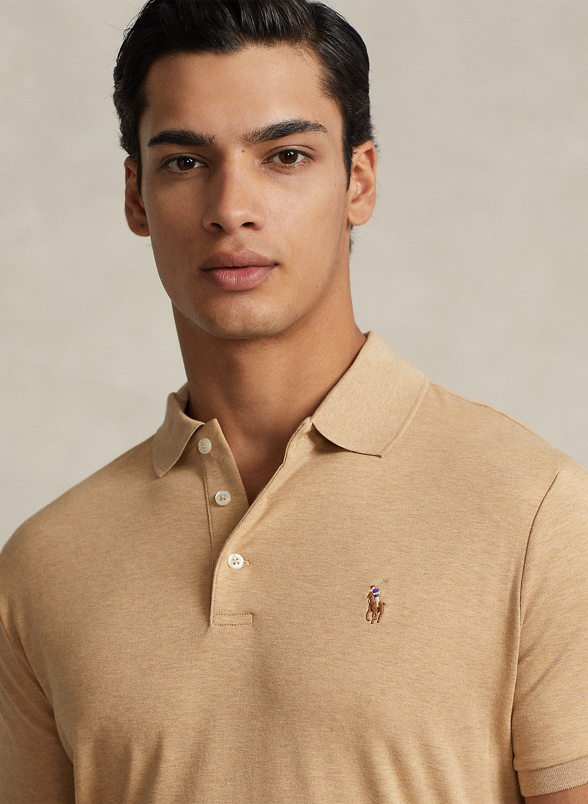 Baumwoll-Poloshirt - tailliert, kurzärmlig POLO RALPH LAUREN Beige