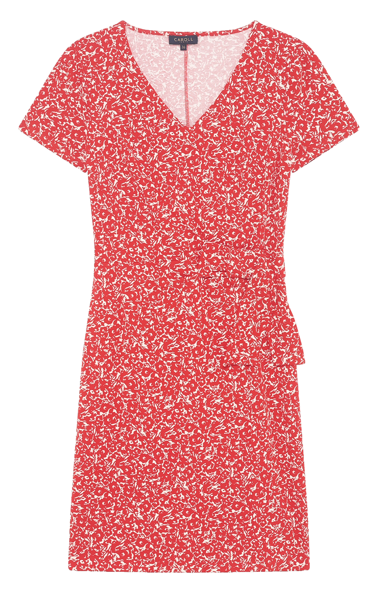 Korte jurk met V-hals en print CAROLL Red