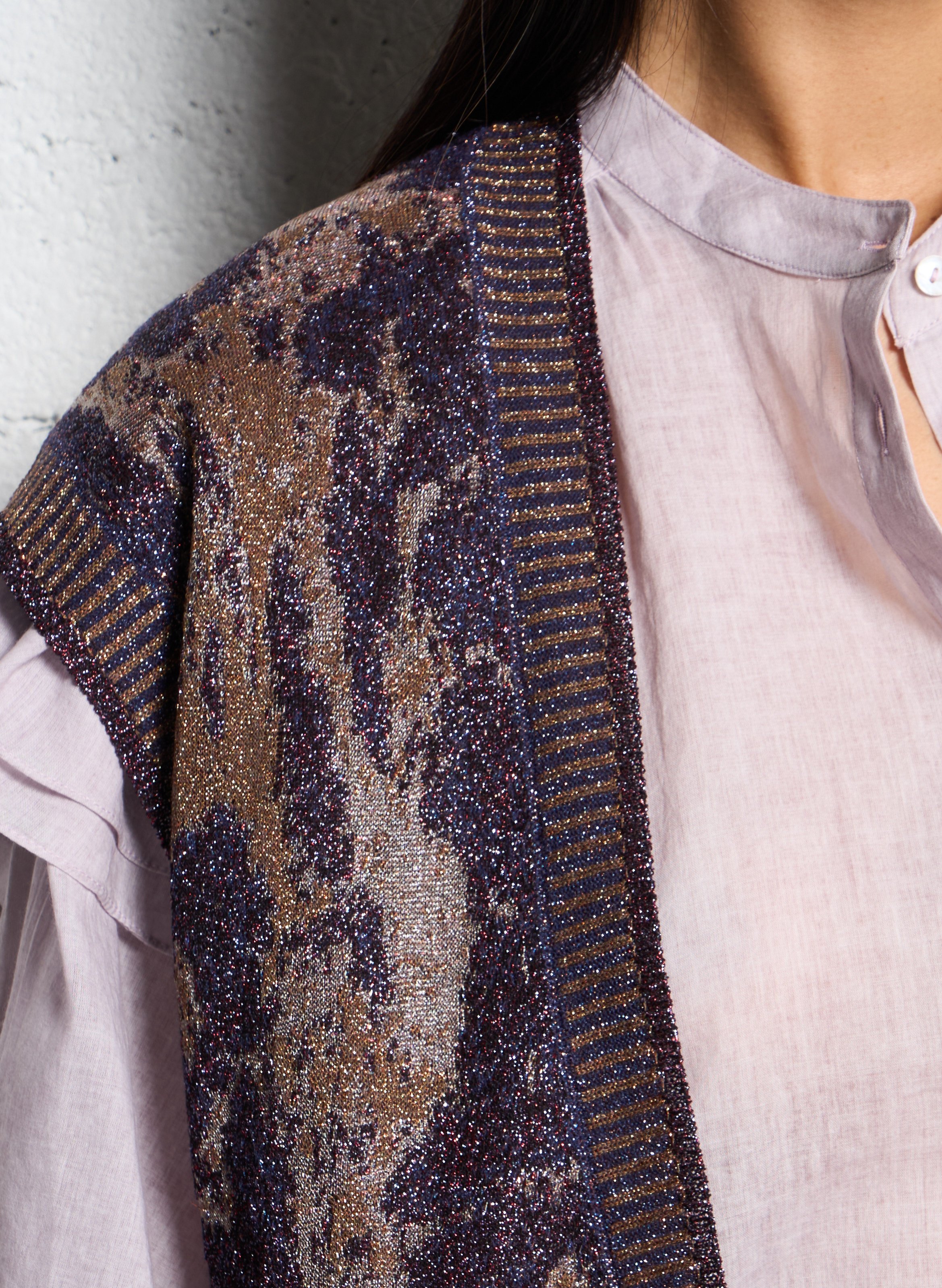 Cardigan sans manches pailleté à motifs MES DEMOISELLES Violet