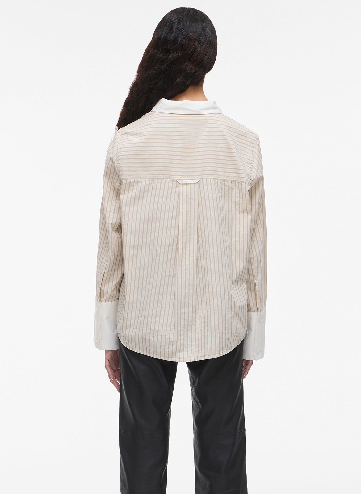 Buttoned striped decorated shirt with long sleeves ROUGE EDIT Beige