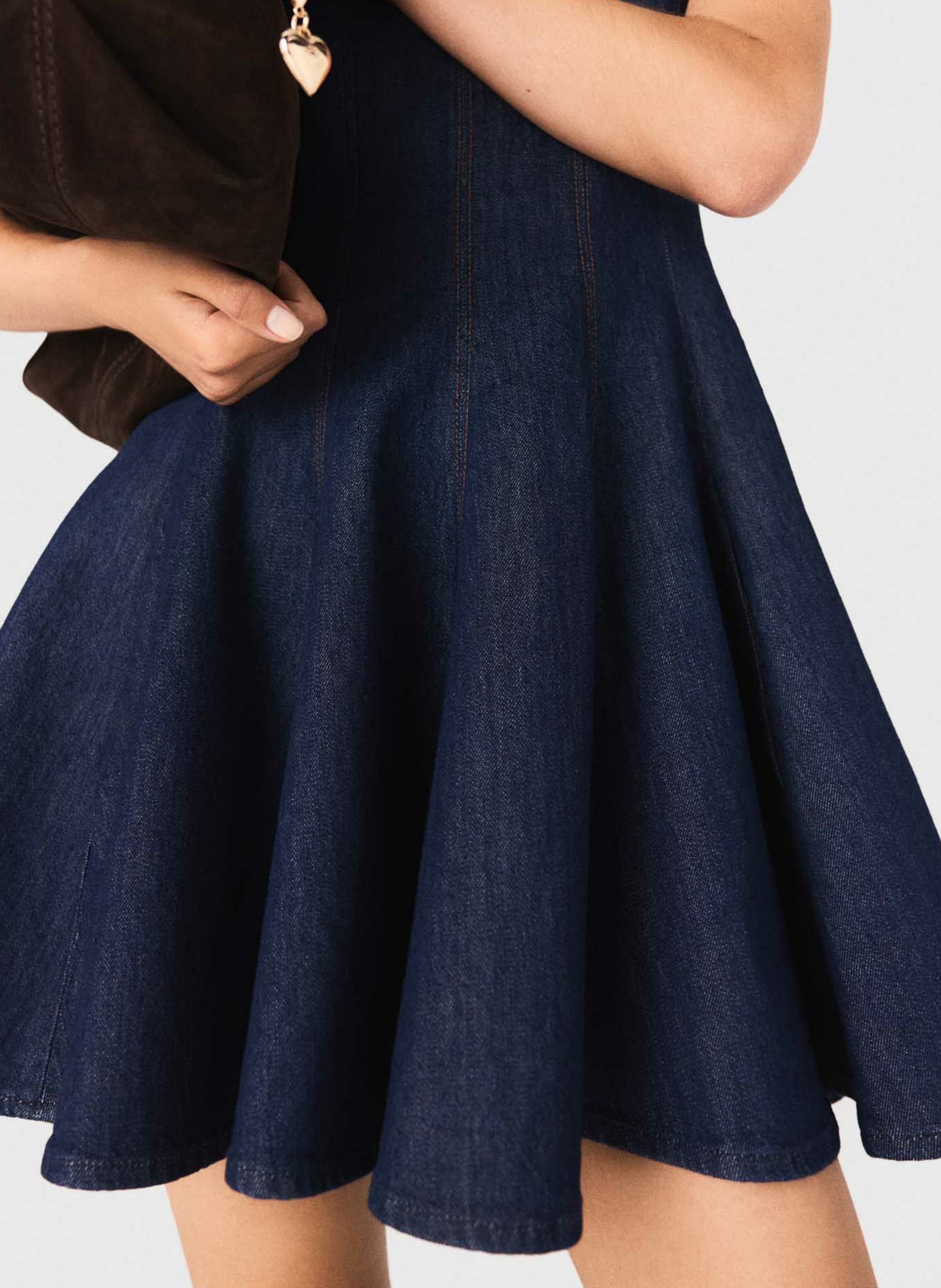 Robe courte col bateau en denim de coton MAJE Bleu