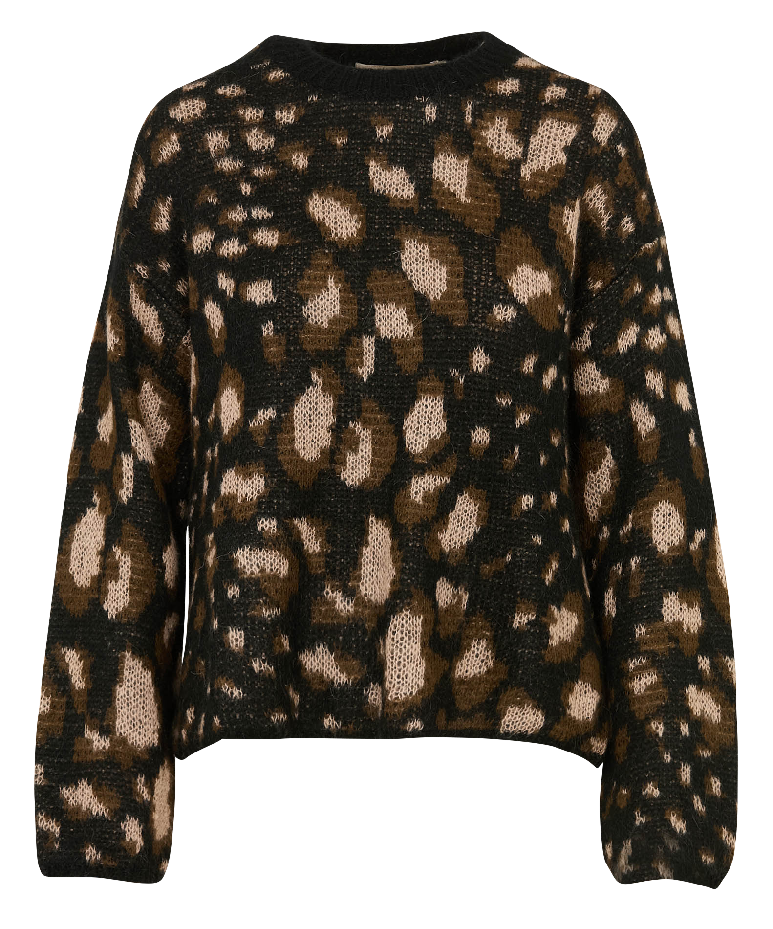 Rundhalsausschnitt Pullover mit üppigem Jacquard-Muster LA FEE MARABOUTEE Schwarz