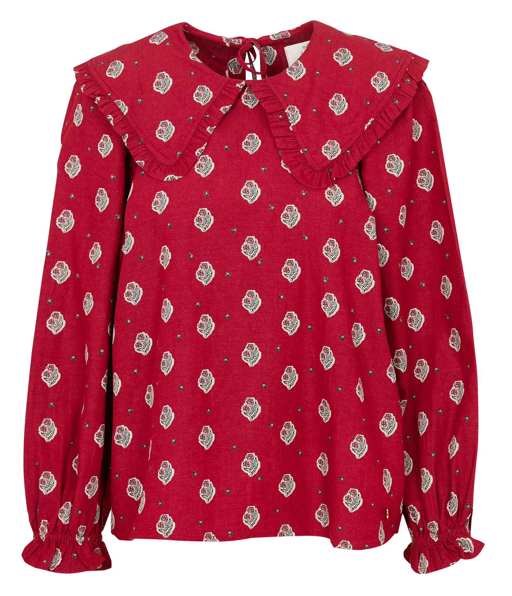 Straight printed blouse with Peter Pan collar DES PETITS HAUTS Red