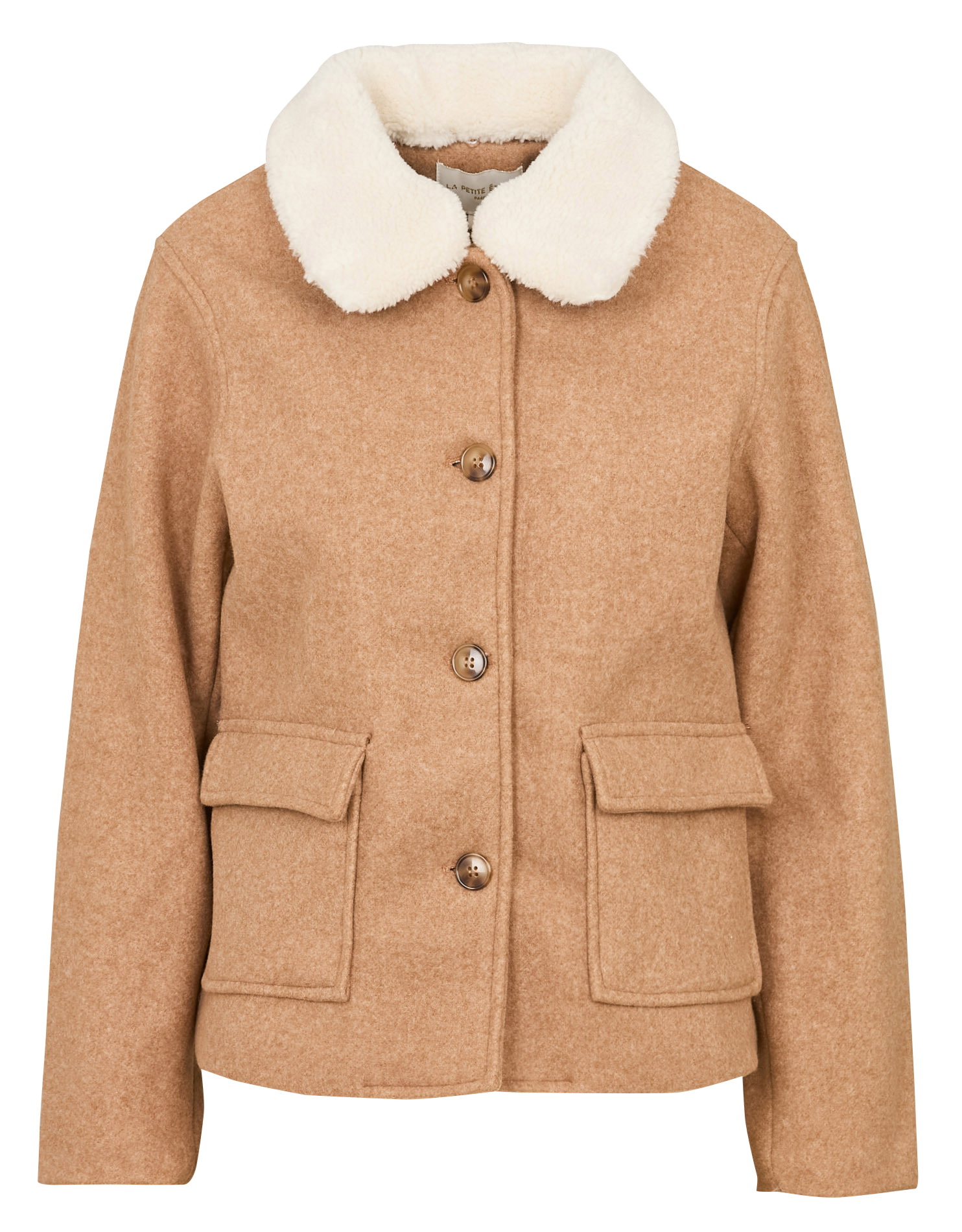 Manteau court col chemise à motif pied de poule LA PETITE ETOILE Marron