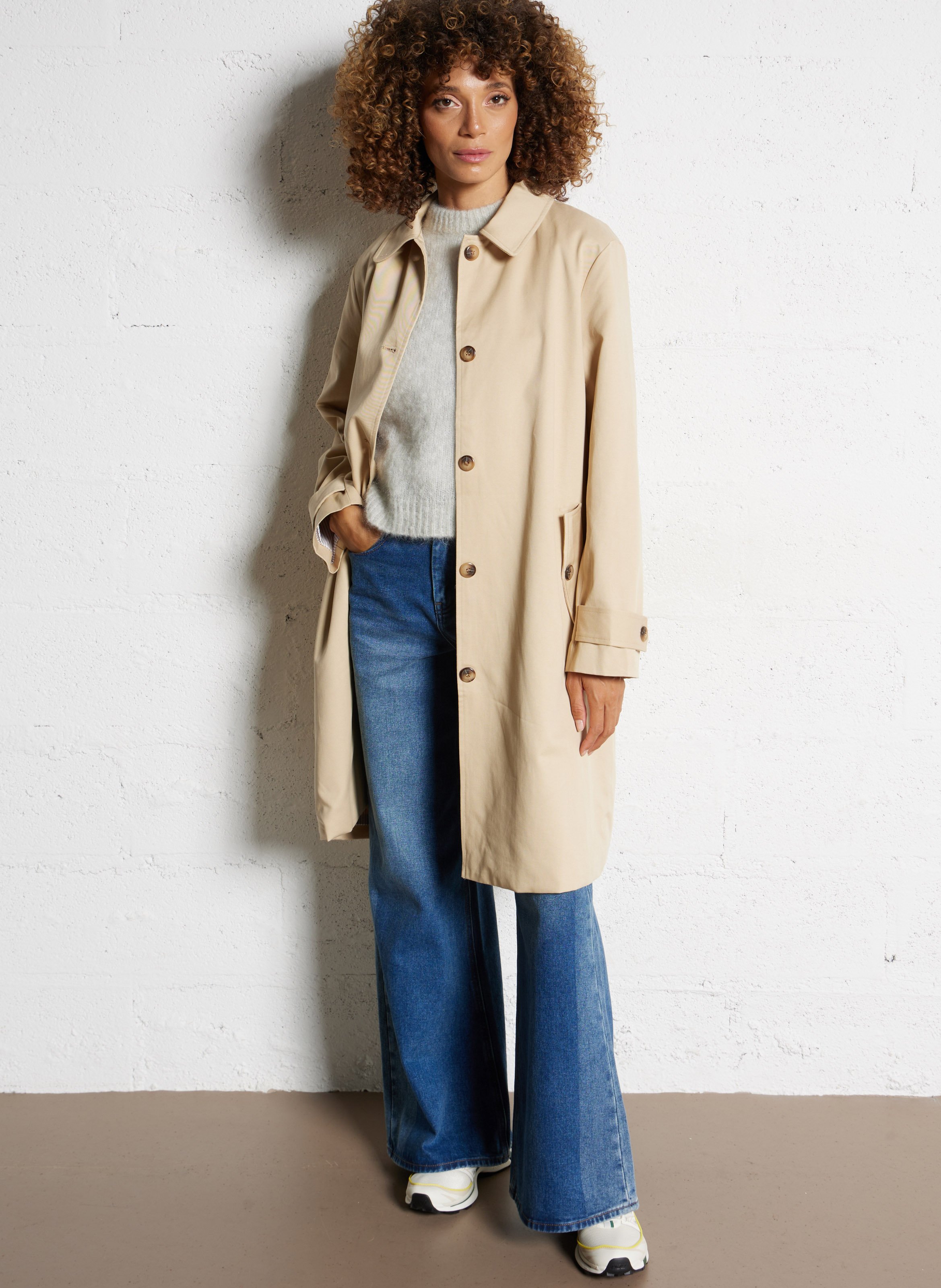 Trench col classique en coton mélangé LA PETITE ETOILE Beige