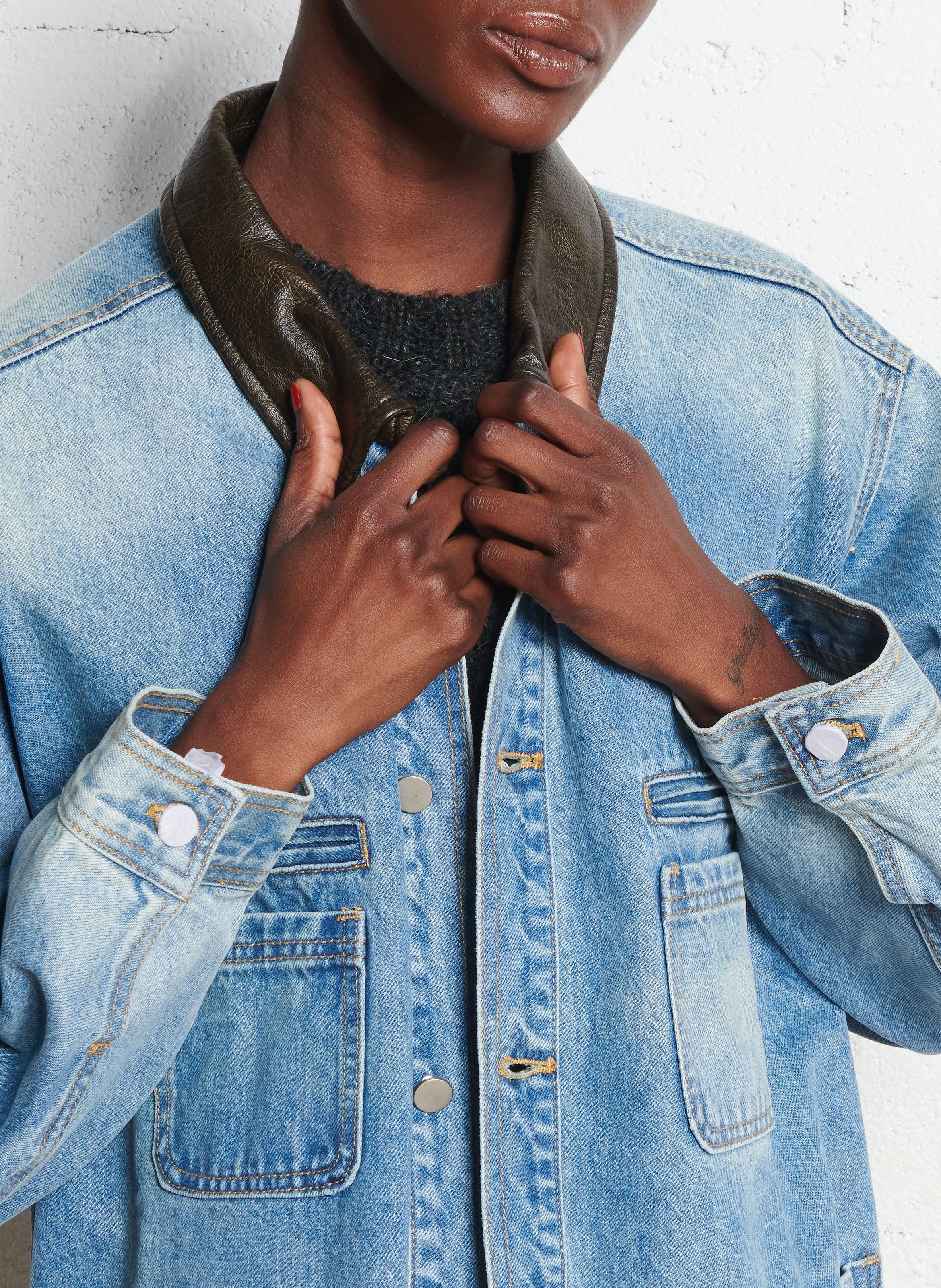 Jeansjasje met klassieke kraag BERENICE Blauw