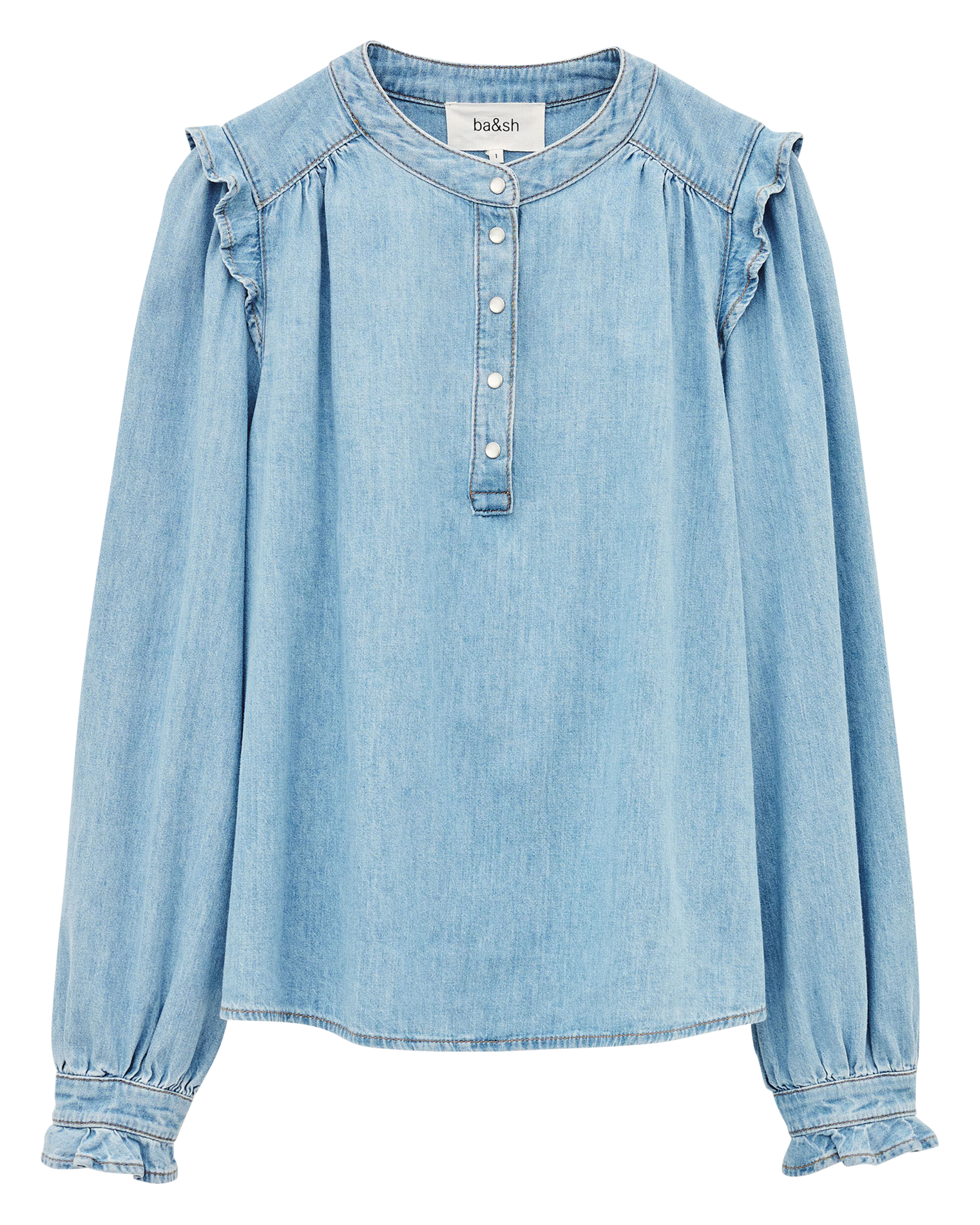 Top droit col rond en coton BA&SH Bleu