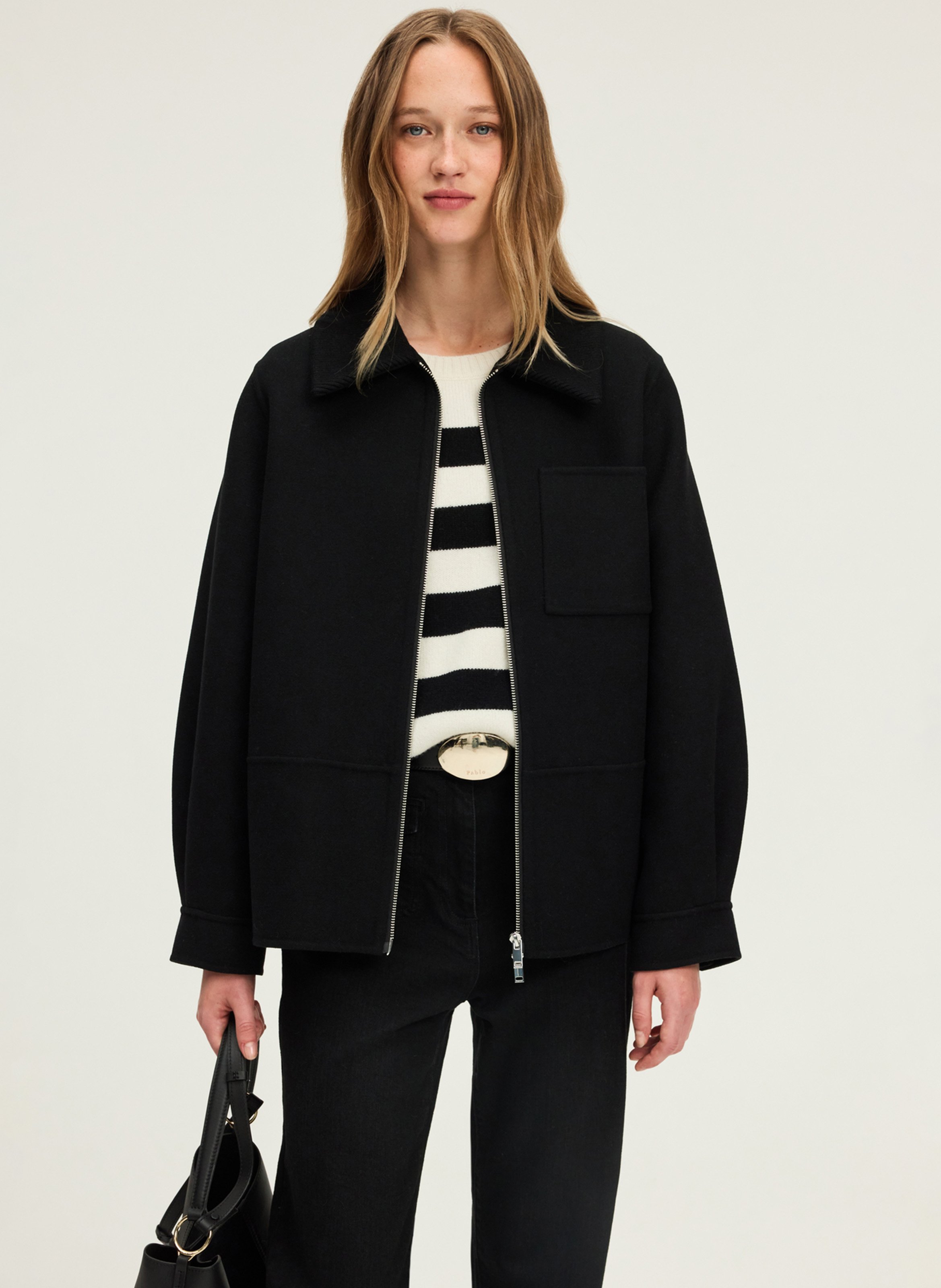 Classic-collar wool coat PABLO Black