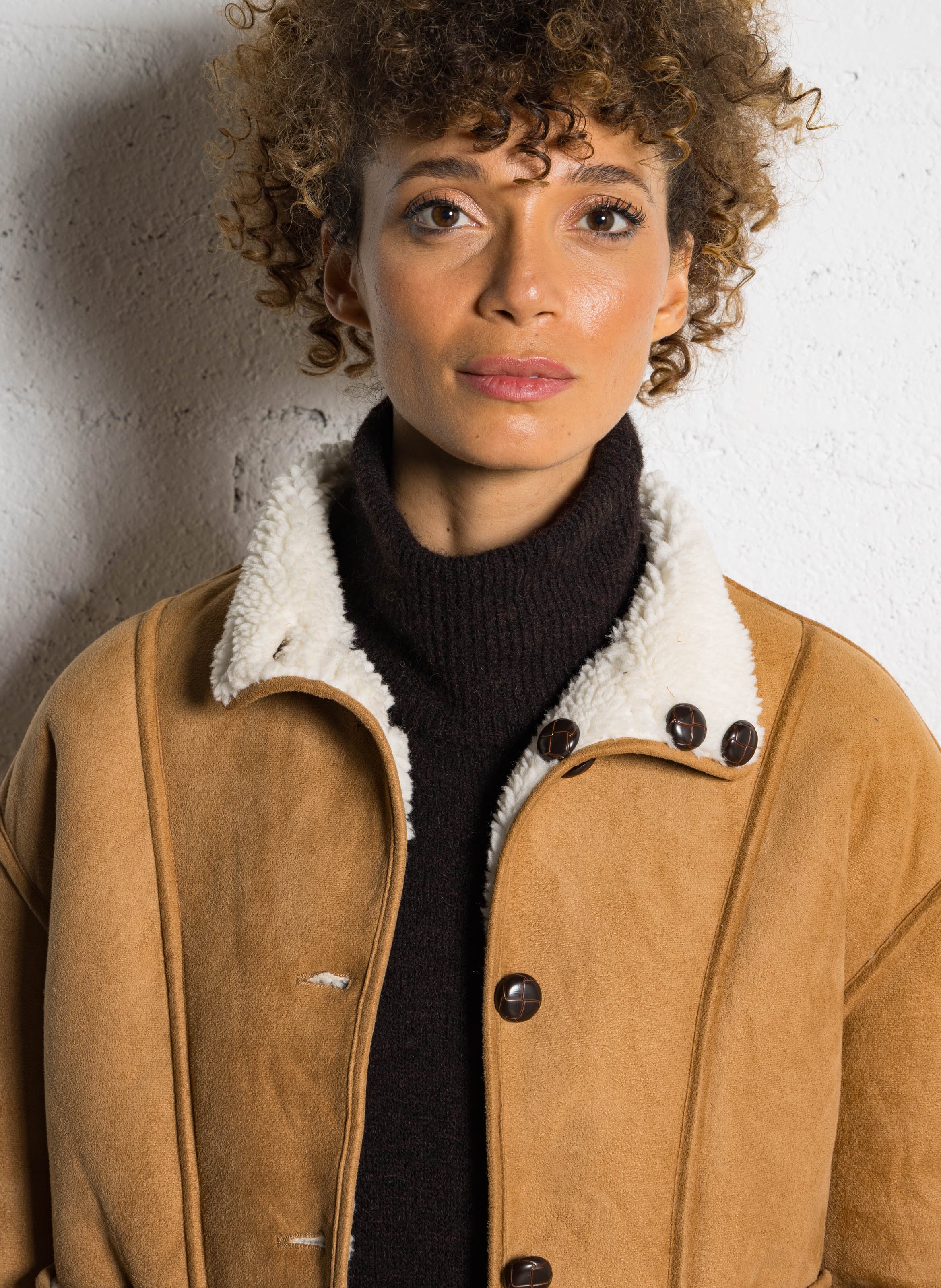 Manteau court col montant LA PETITE ETOILE Marron