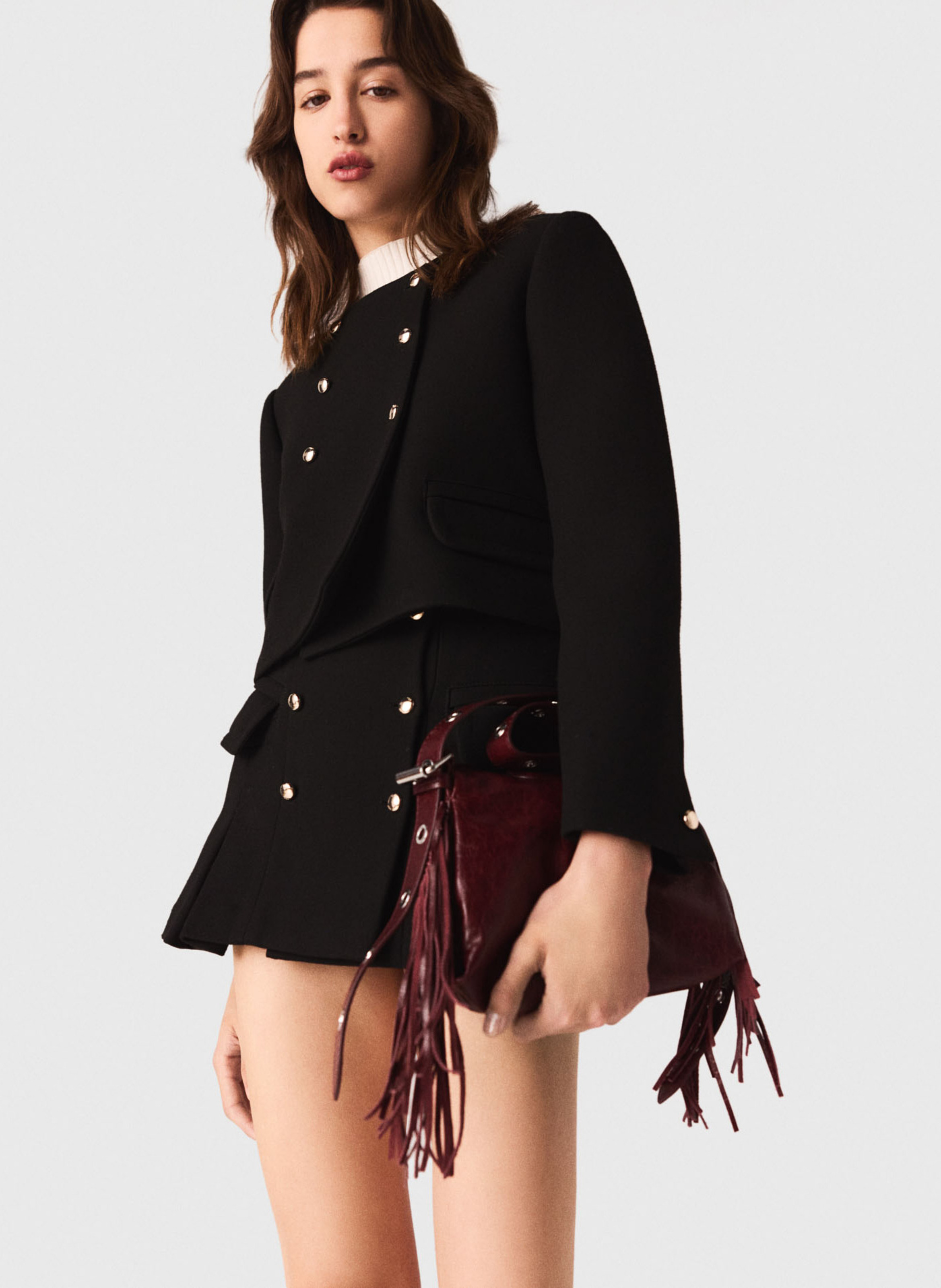 Veste tailleur courte boutonnée unie MAJE Noir