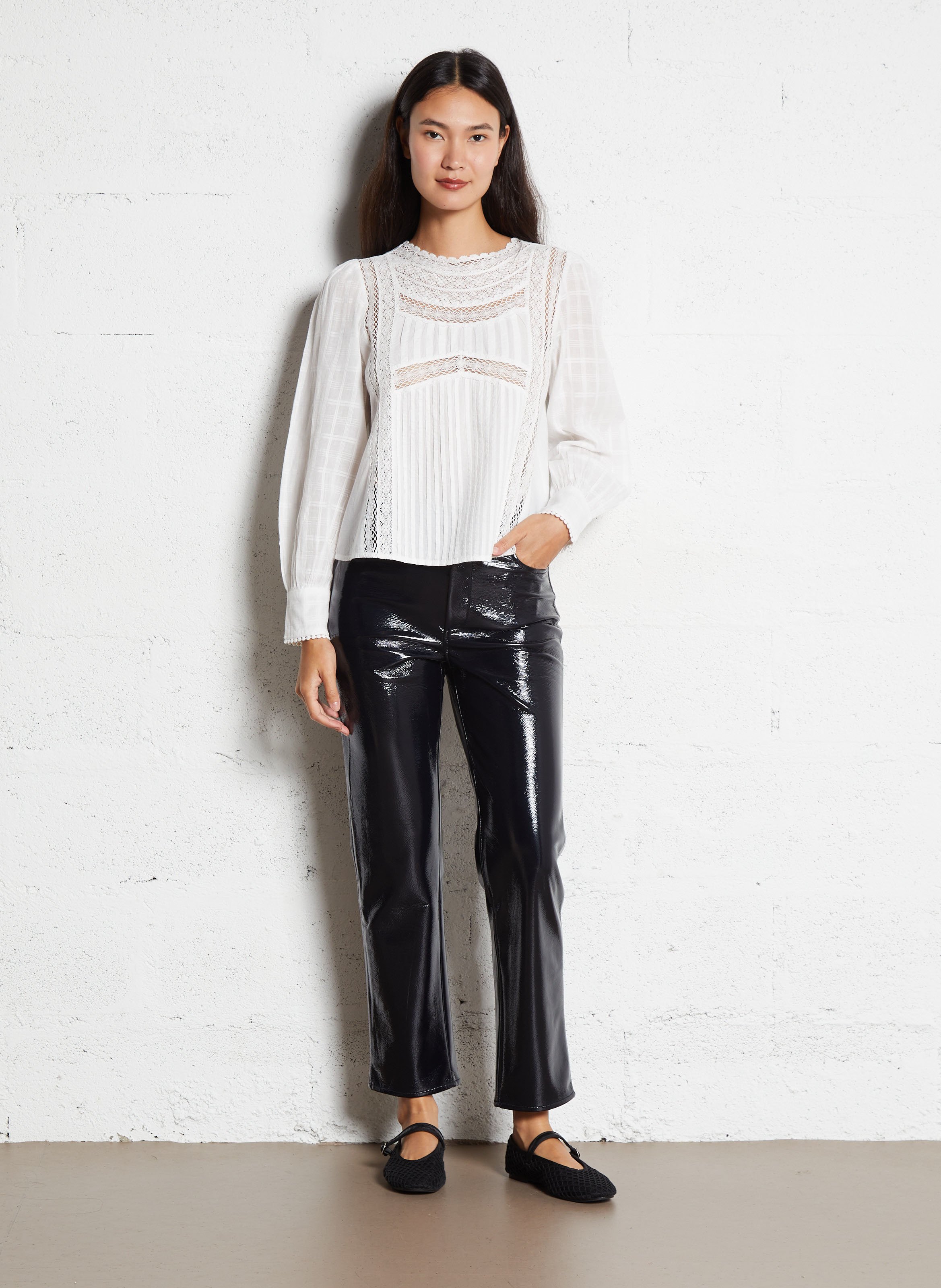 Loose-fit round-neck cotton top PETITE MENDIGOTE Beige