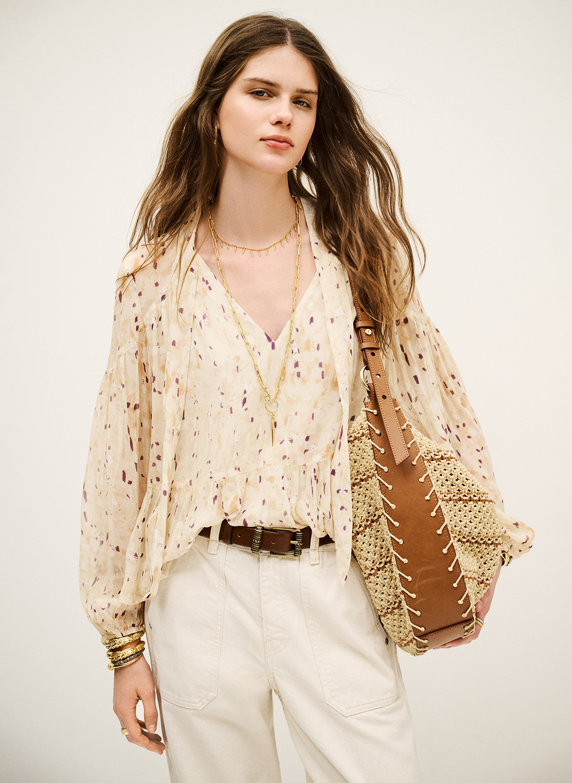 Blouse droite imprimée BA&SH Beige