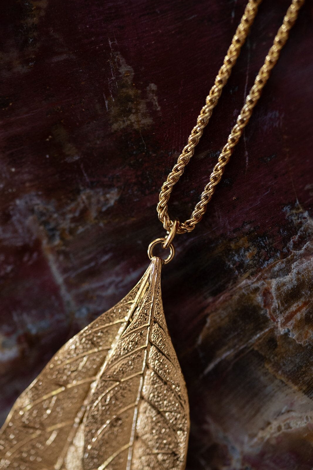 Gold-plated leaf long necklace MONSIEUR SIMONE Golden