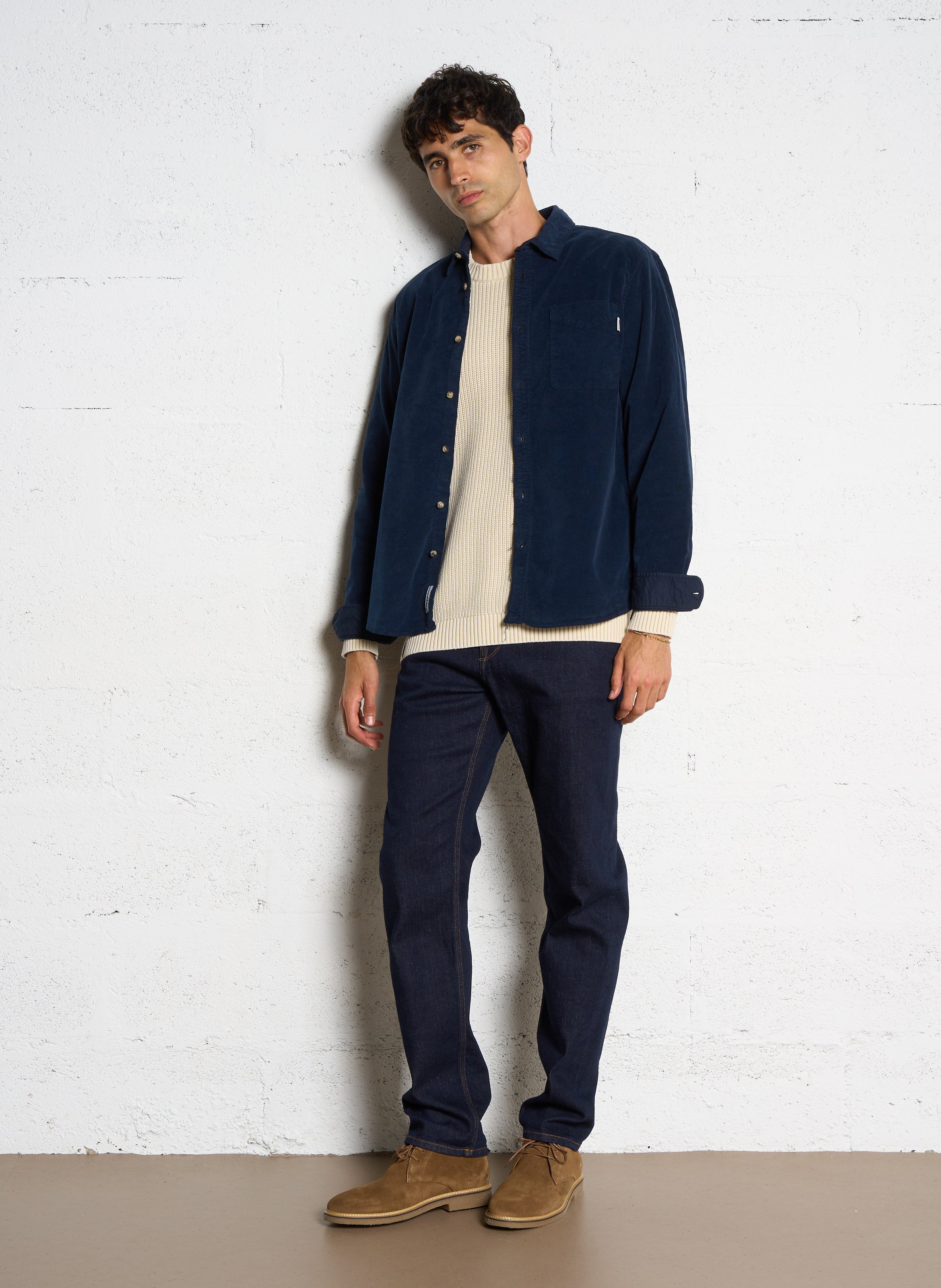 Raw straight leg jeans with stitching PEPE JEANS Blue