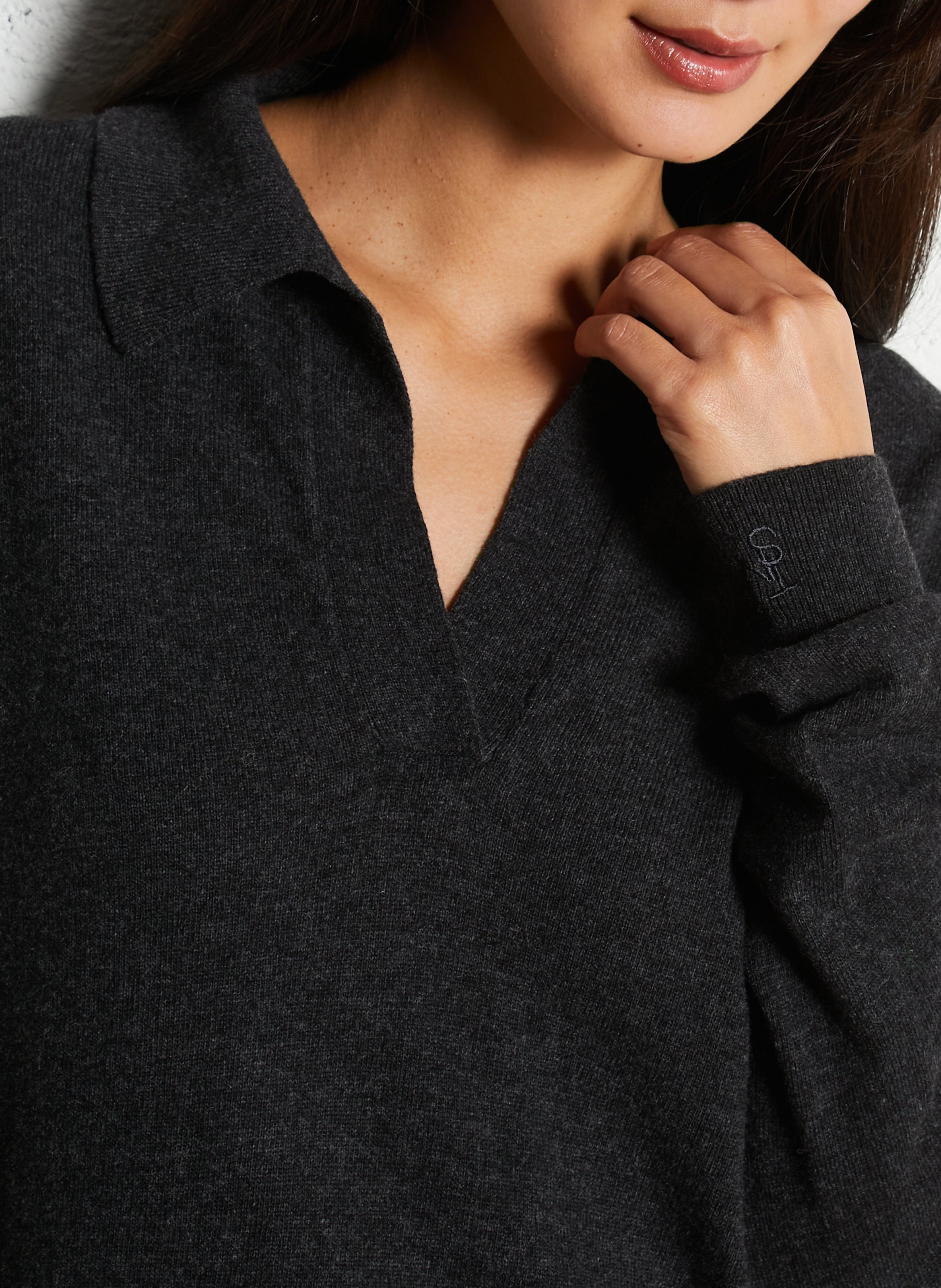 Straight-cut knit polo shirt THE NEW SOCIETY Grey