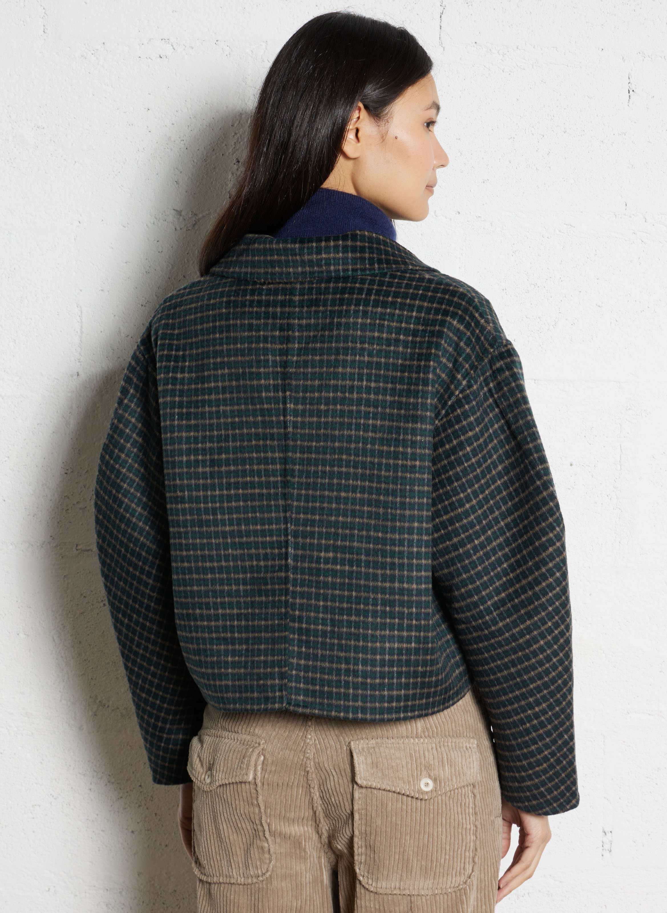 Gerade geschnittene Jacke aus Wollmix mit klassischem Kragen THE KORNER Blau