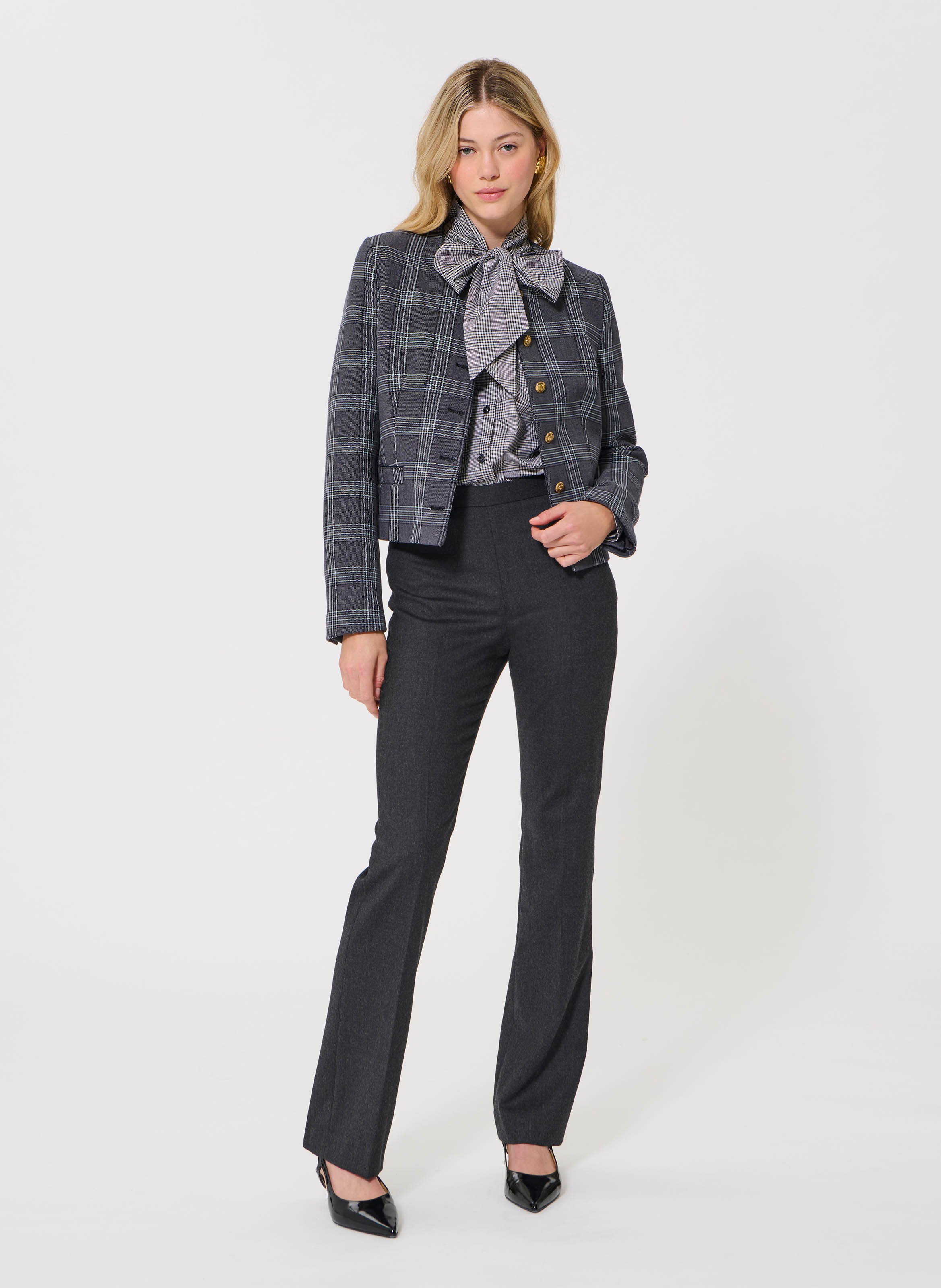 Pantalone dritto in lana mélange TARA JARMON Grigio