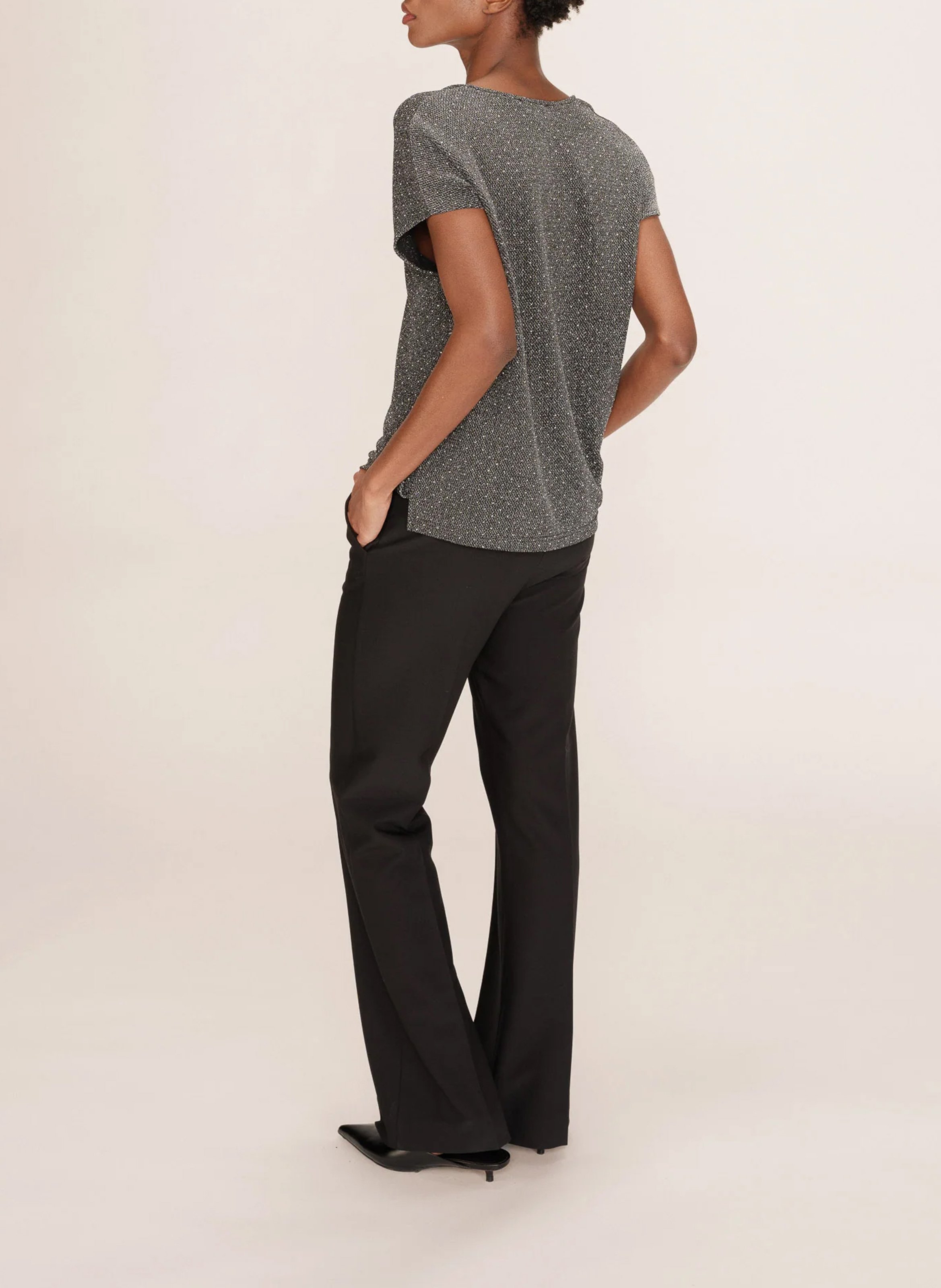 Crepe V-neck top GRACE ET MILA Grey