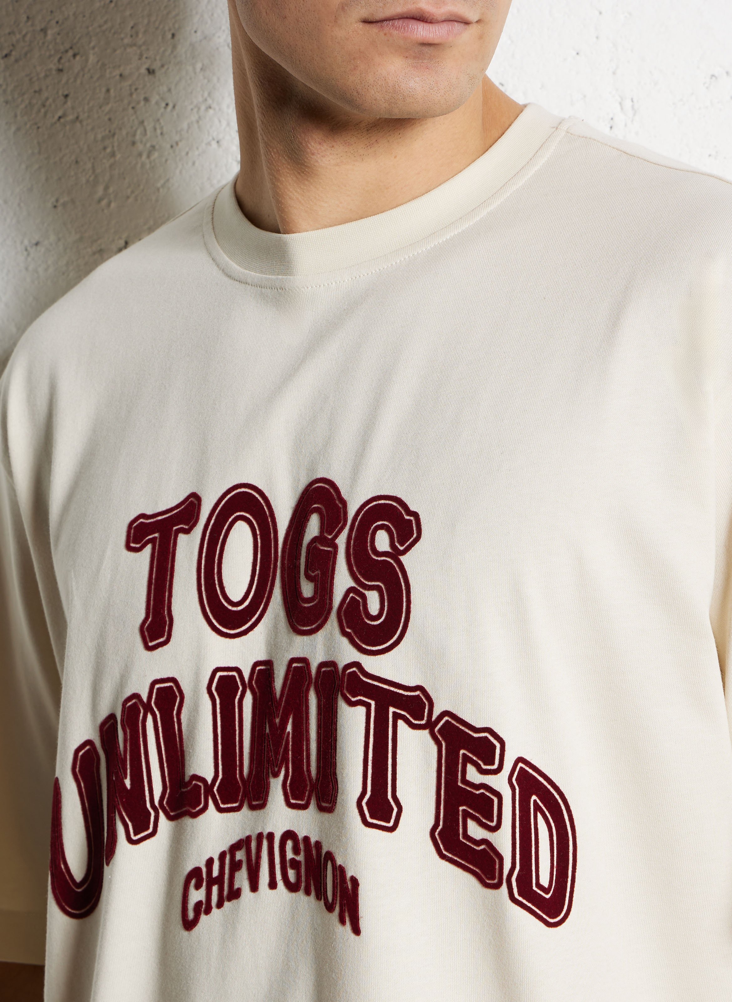 Straight-cut embroidered organic cotton T-shirt with round neck CHEVIGNON White