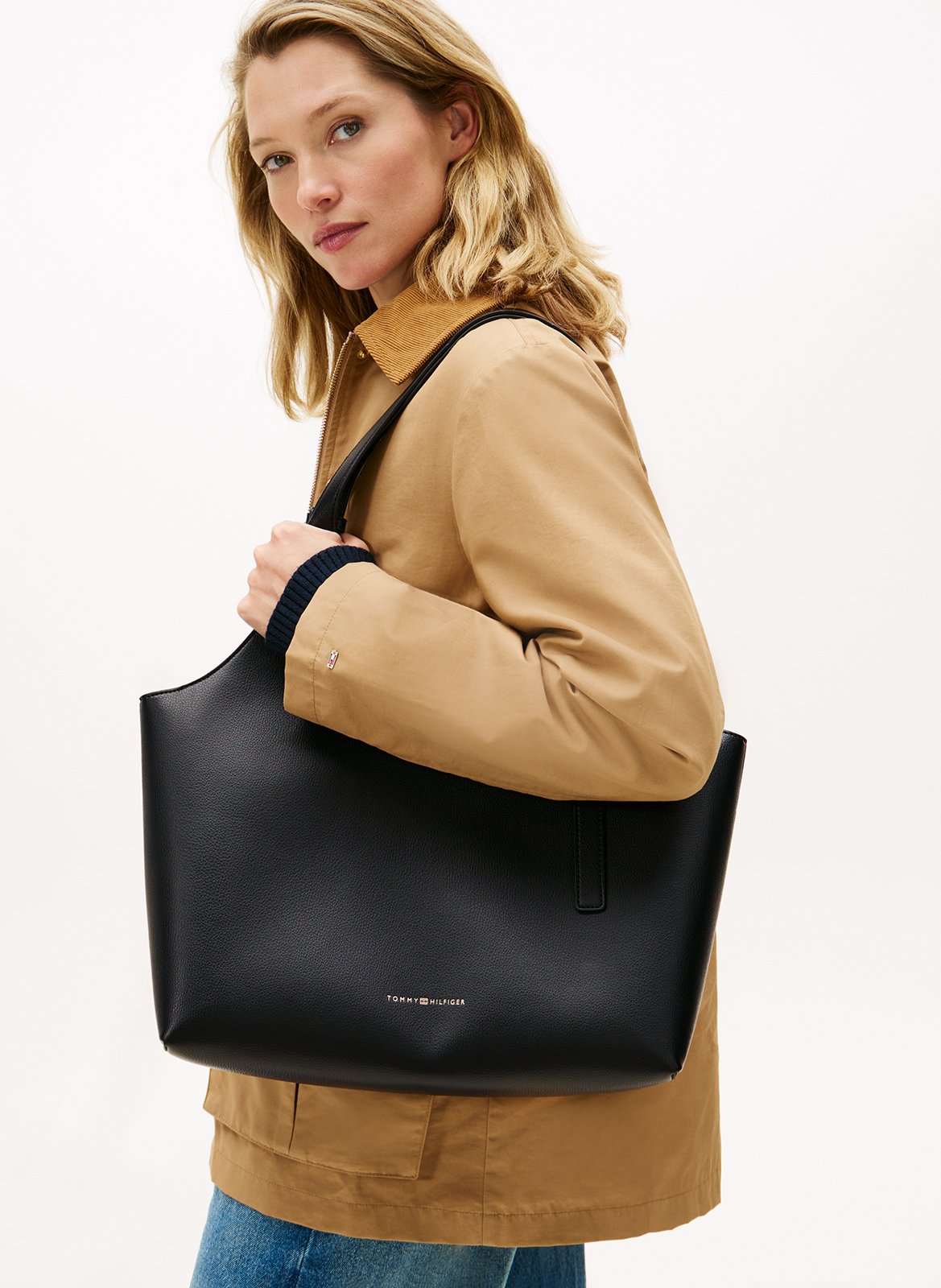 Shoulder bag with double handles TOMMY HILFIGER Black