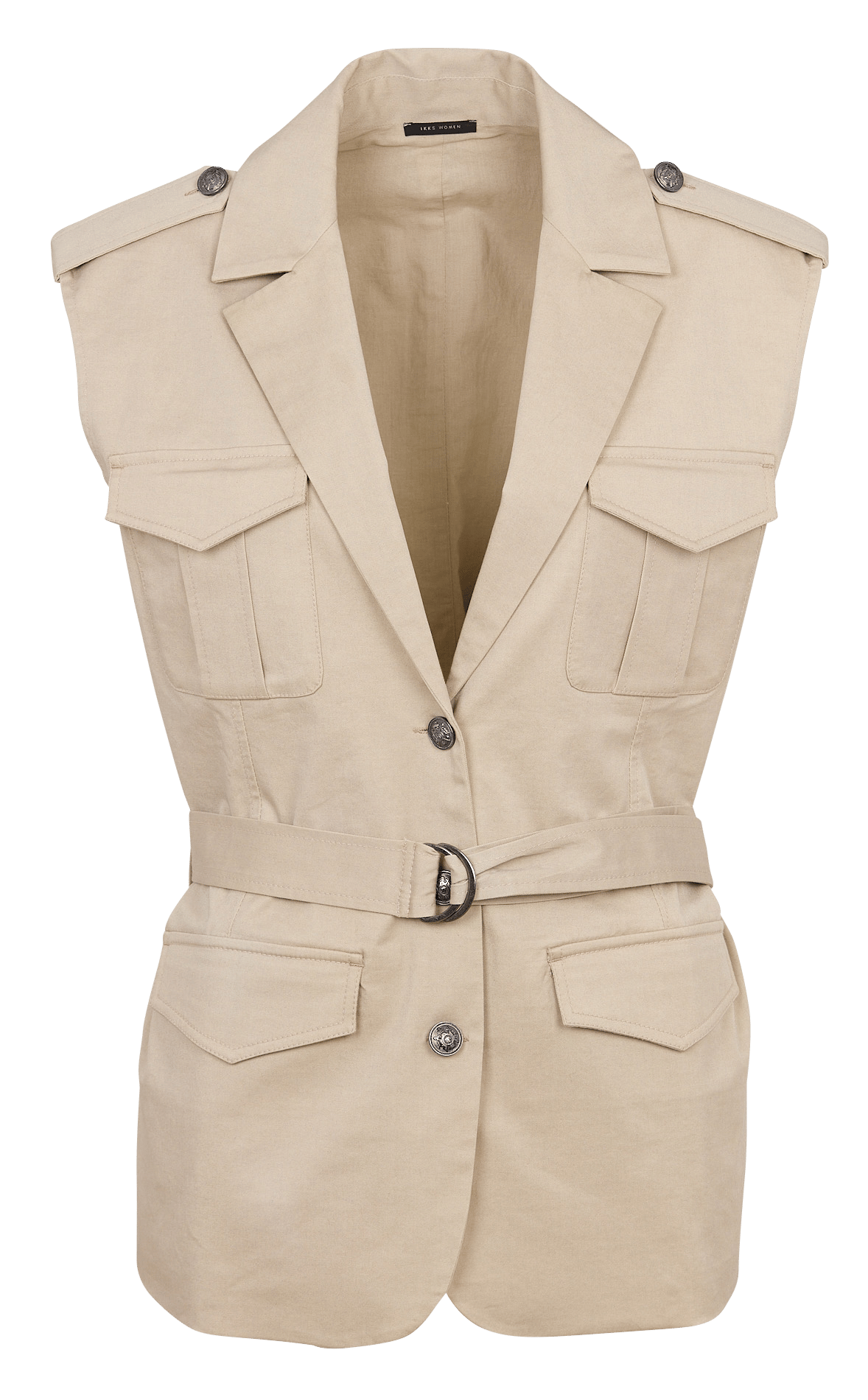 Straight safari jacket with a tailored collar in a cotton blend IKKS Beige